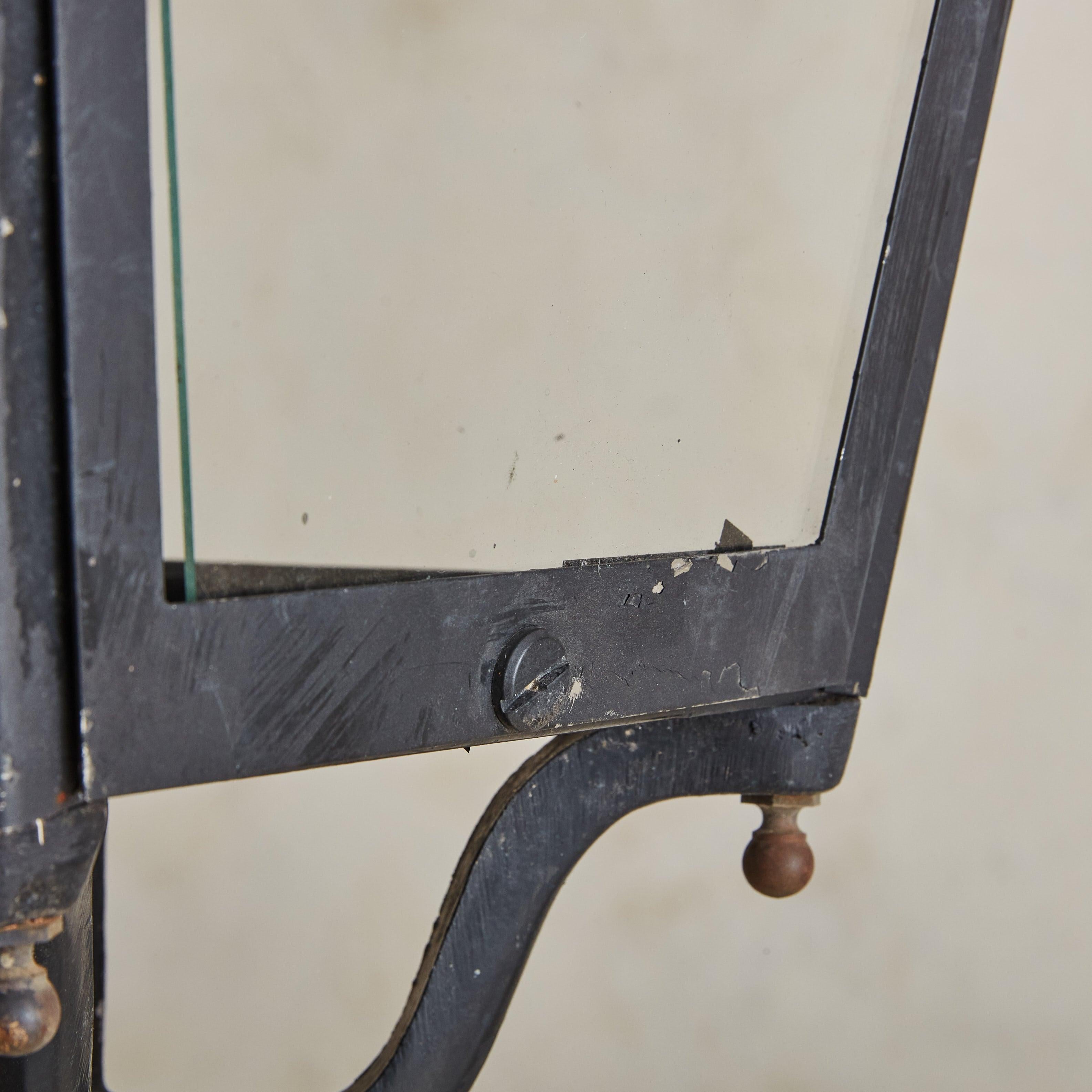 Black Iron + Glass Lantern, France 1960s For Sale 1