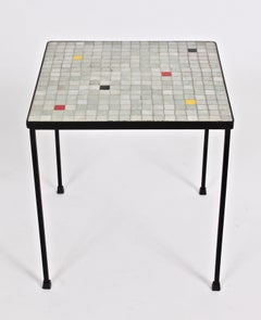 Black Iron and Gray Terrazzo Tile Top Occasional Table, 1950s