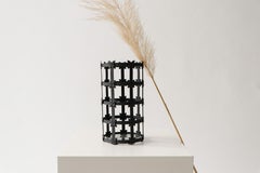 Black Iron Handcrafted Flower Vase Contemporary Mediterranean Design