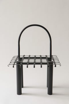 Sculptural Black Iron Handcrafted Functional Art Chair