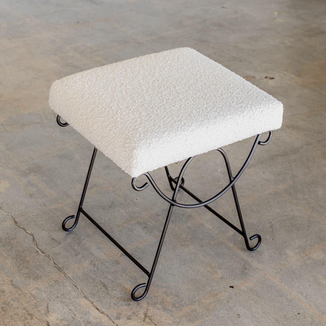 Panoplie Iron Loop Stool with Boucle Fabric For Sale 2
