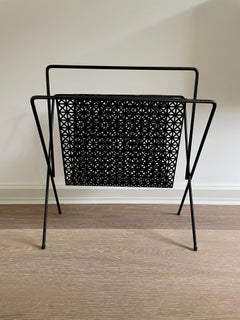 Black Iron Magazine Rack in the Style of Mathieu Matégot
