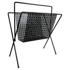 Black Iron Magazine Rack in the Style of Mathieu Matégot
