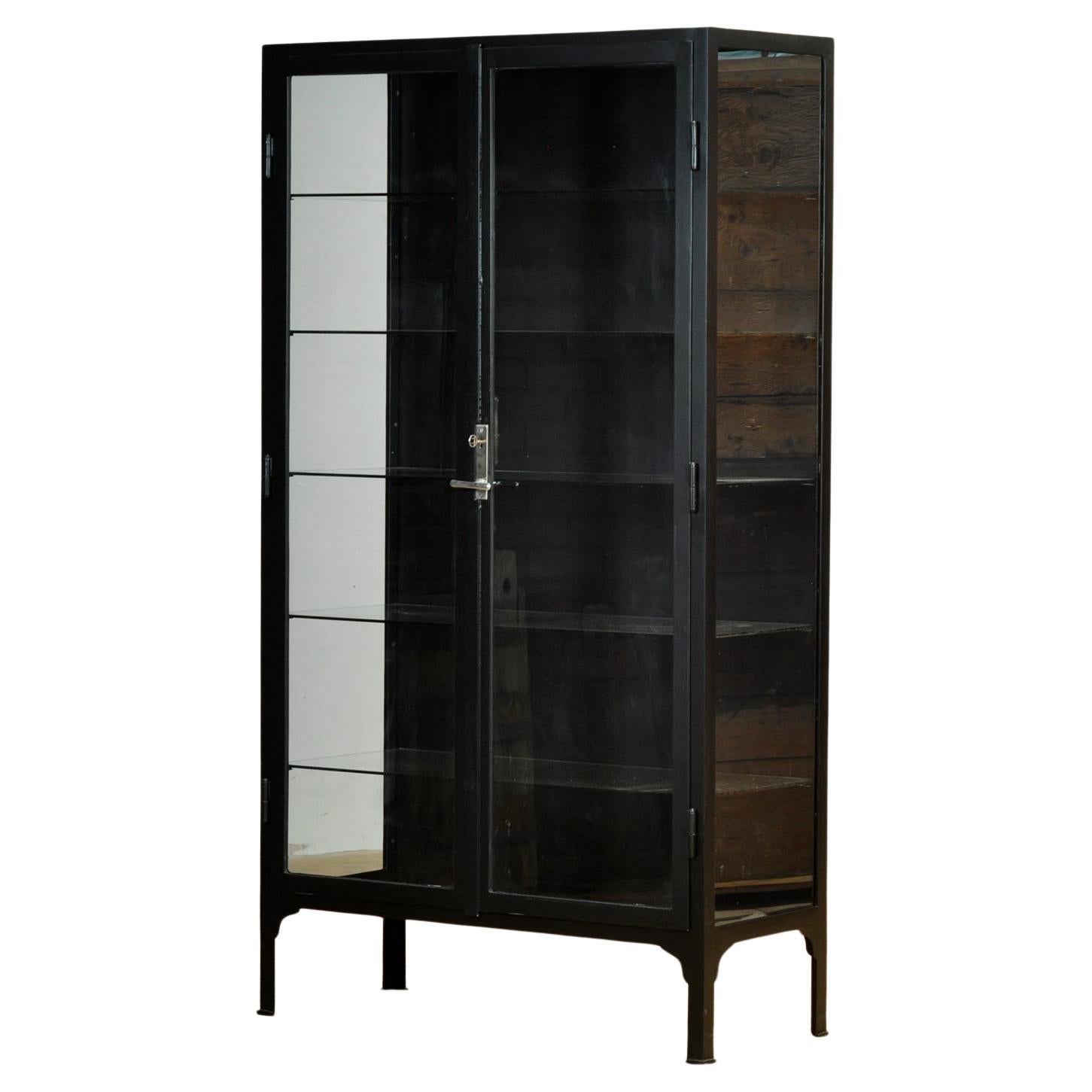 Armadio medico/display in ferro nero, anni '30