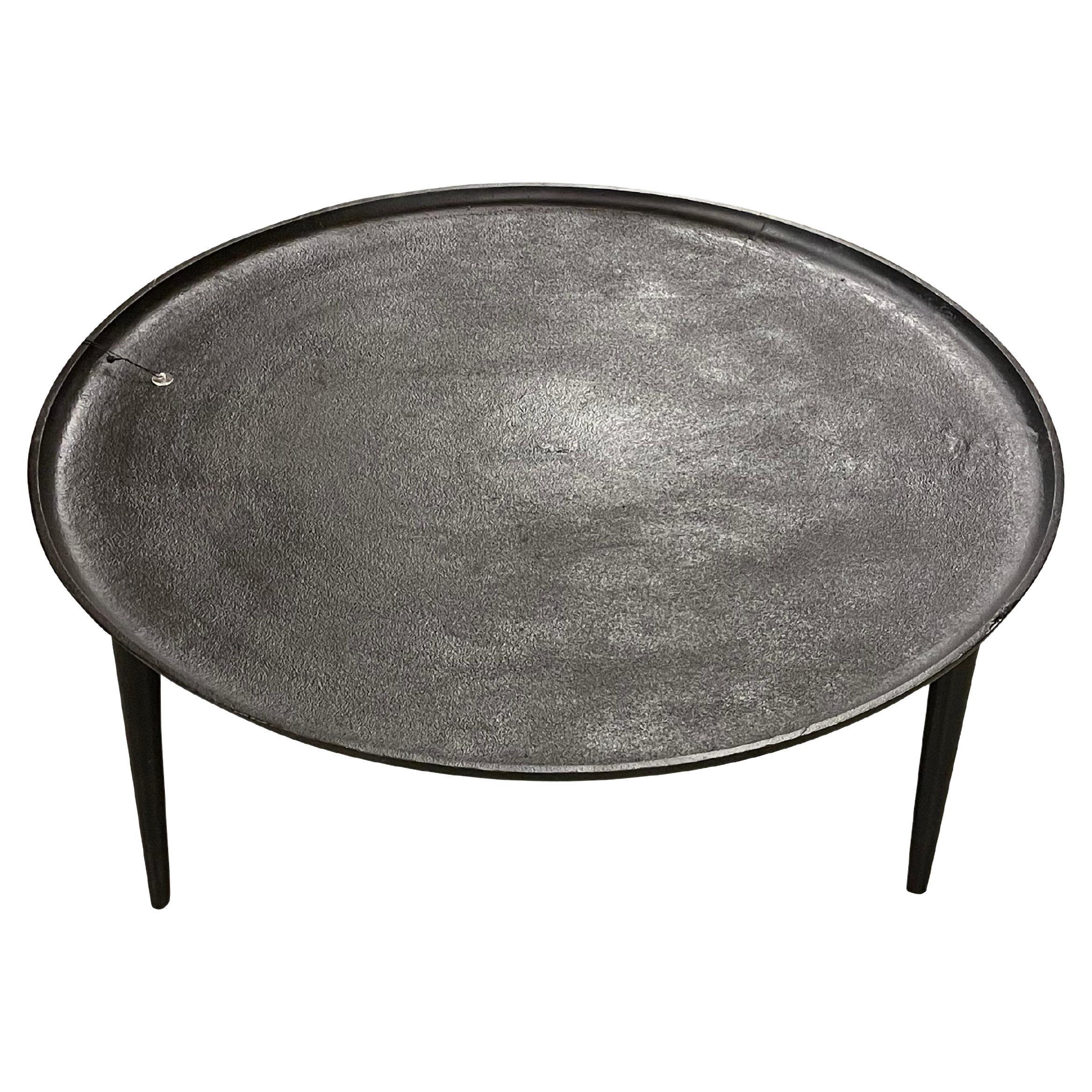 Black Iron Round Coffee Table, India, Contemporary