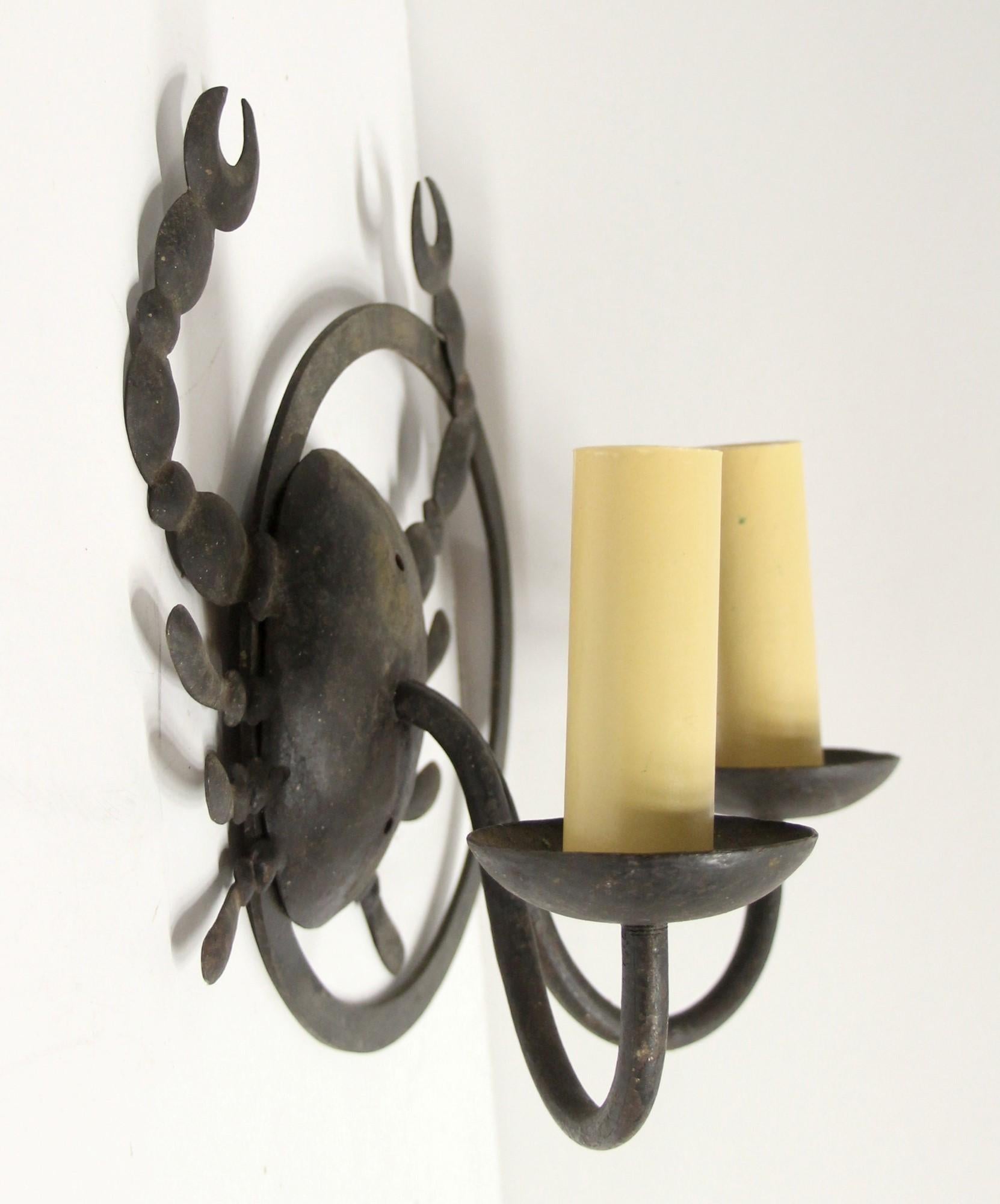 Black Iron Scorpion 2 Arm Wall Sconce 1