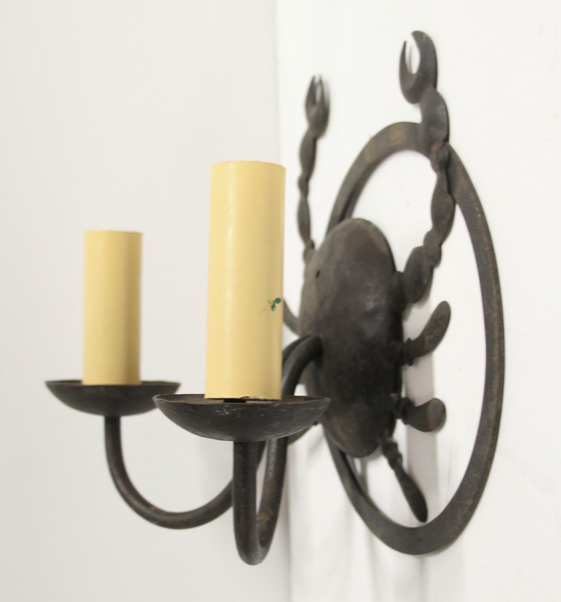 Black Iron Scorpion 2 Arm Wall Sconce 2