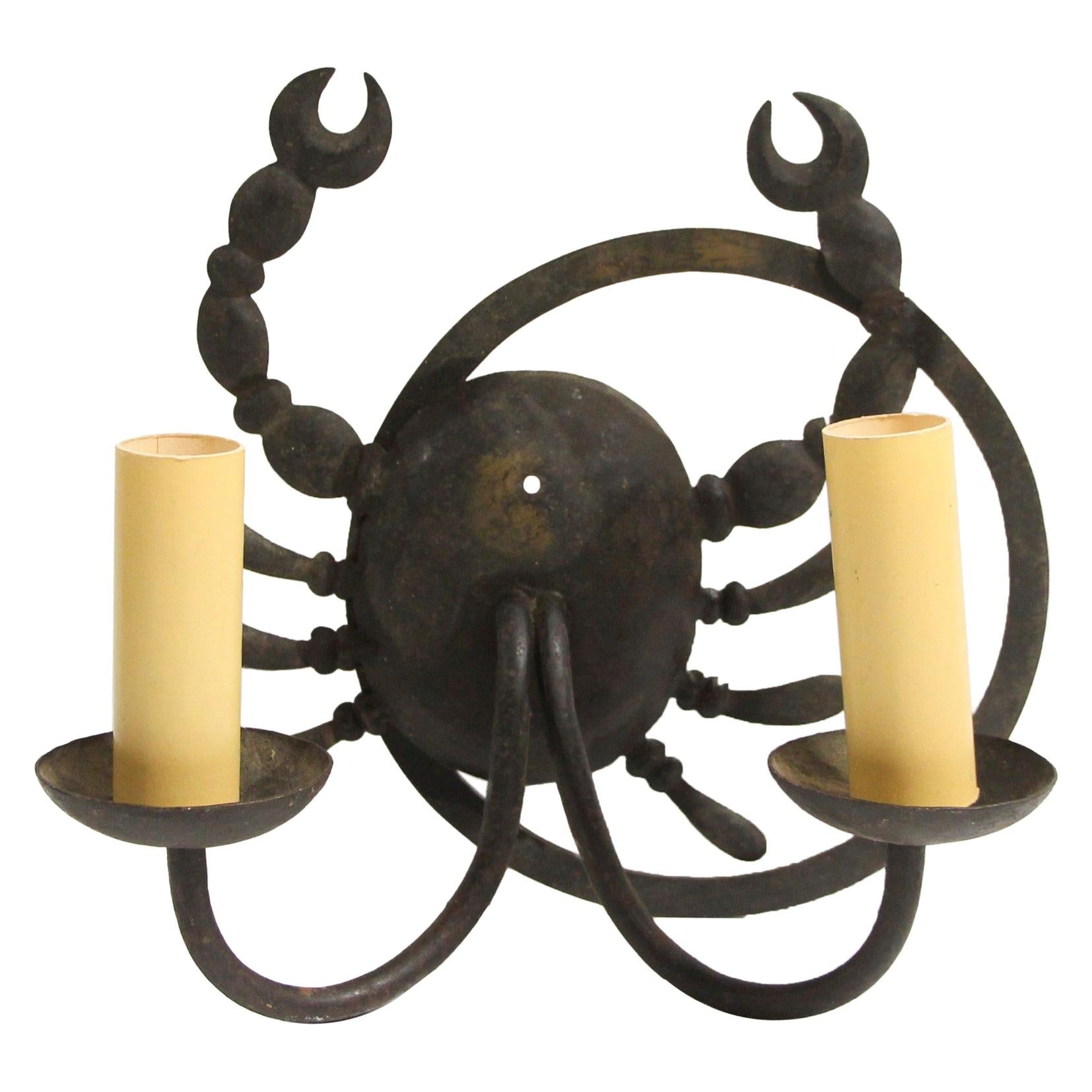 Black Iron Scorpion 2 Arm Wall Sconce