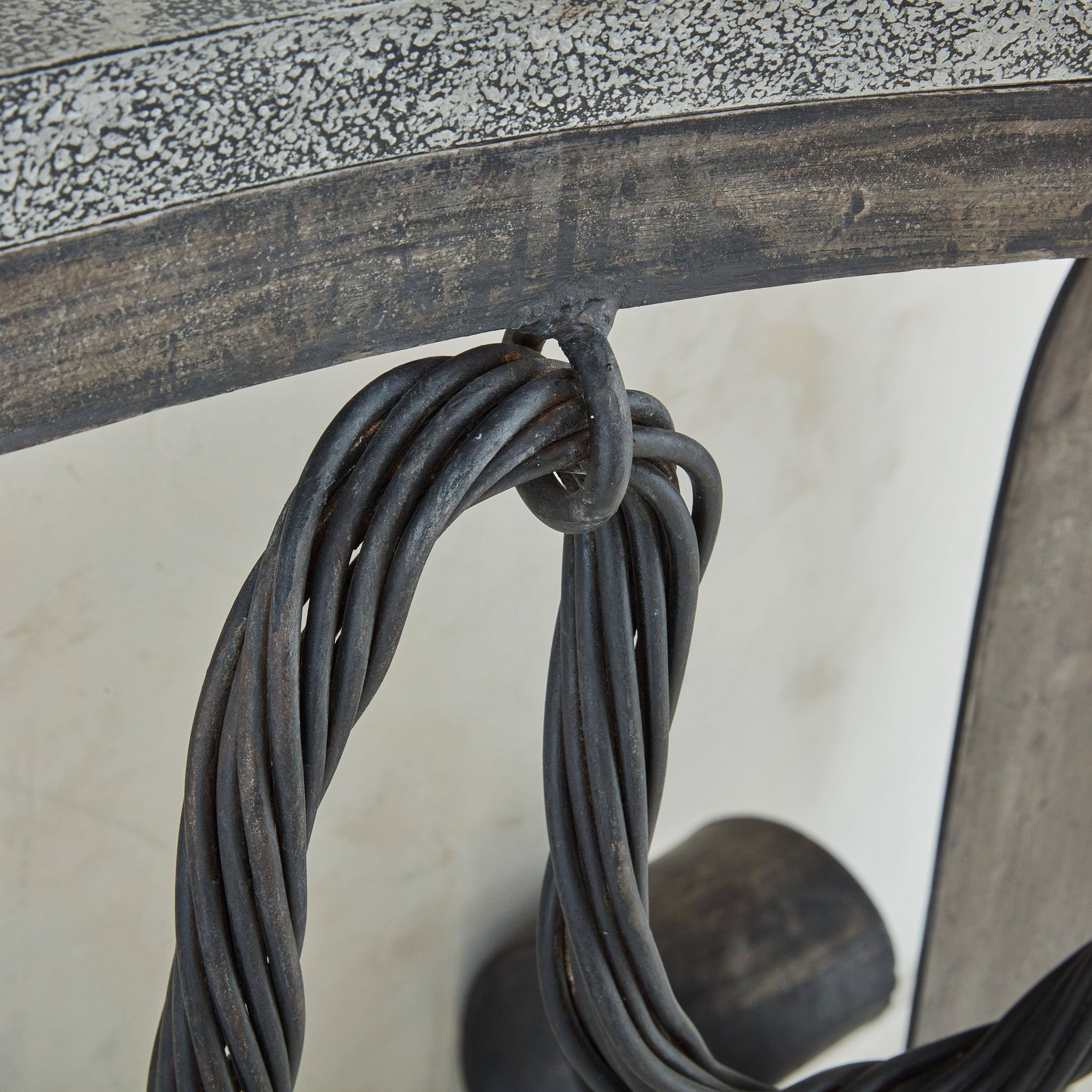 Black Iron Wall Console Table with Drape Detail, USA 1980s 4
