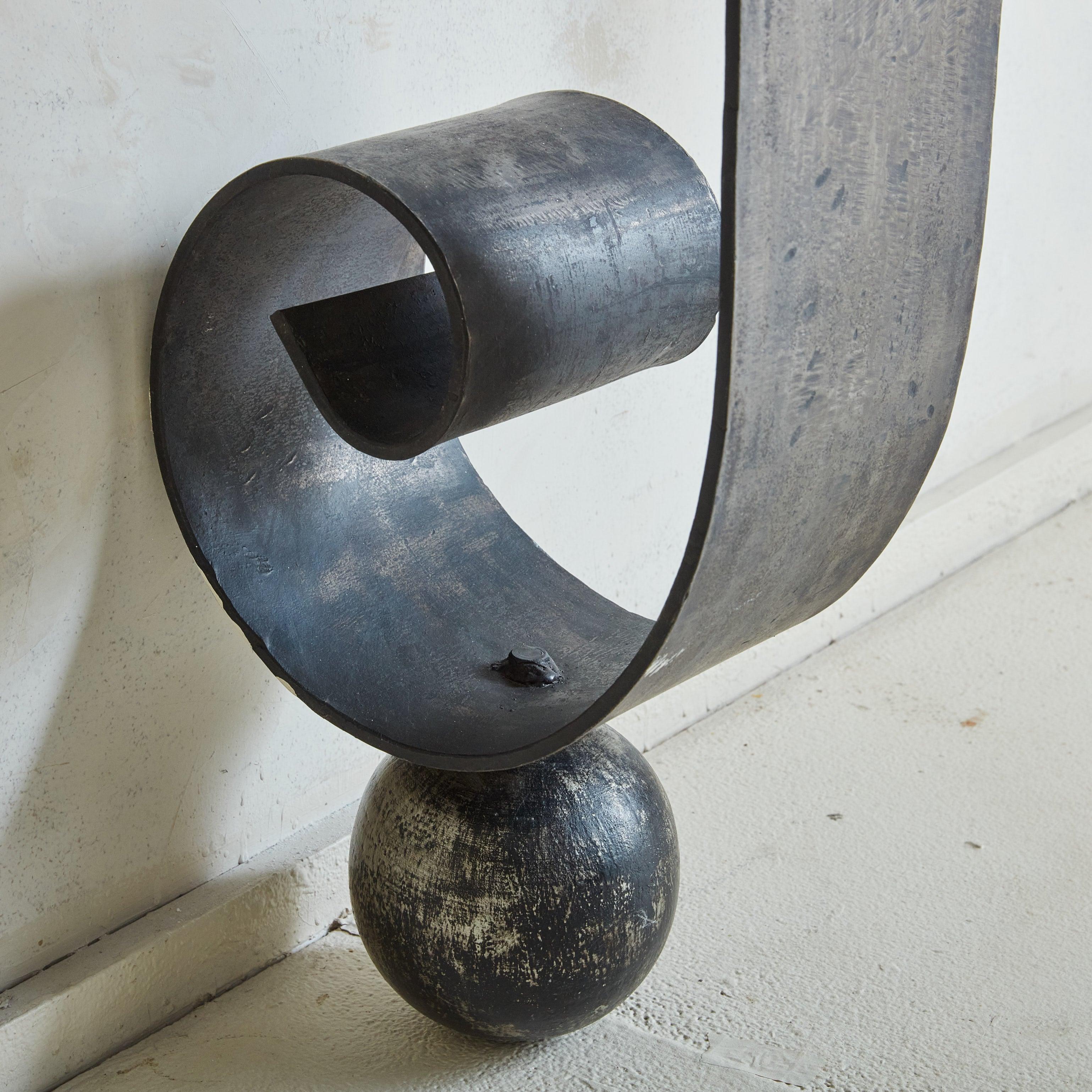 American Black Iron Wall Console Table with Drape Detail, USA 1980s