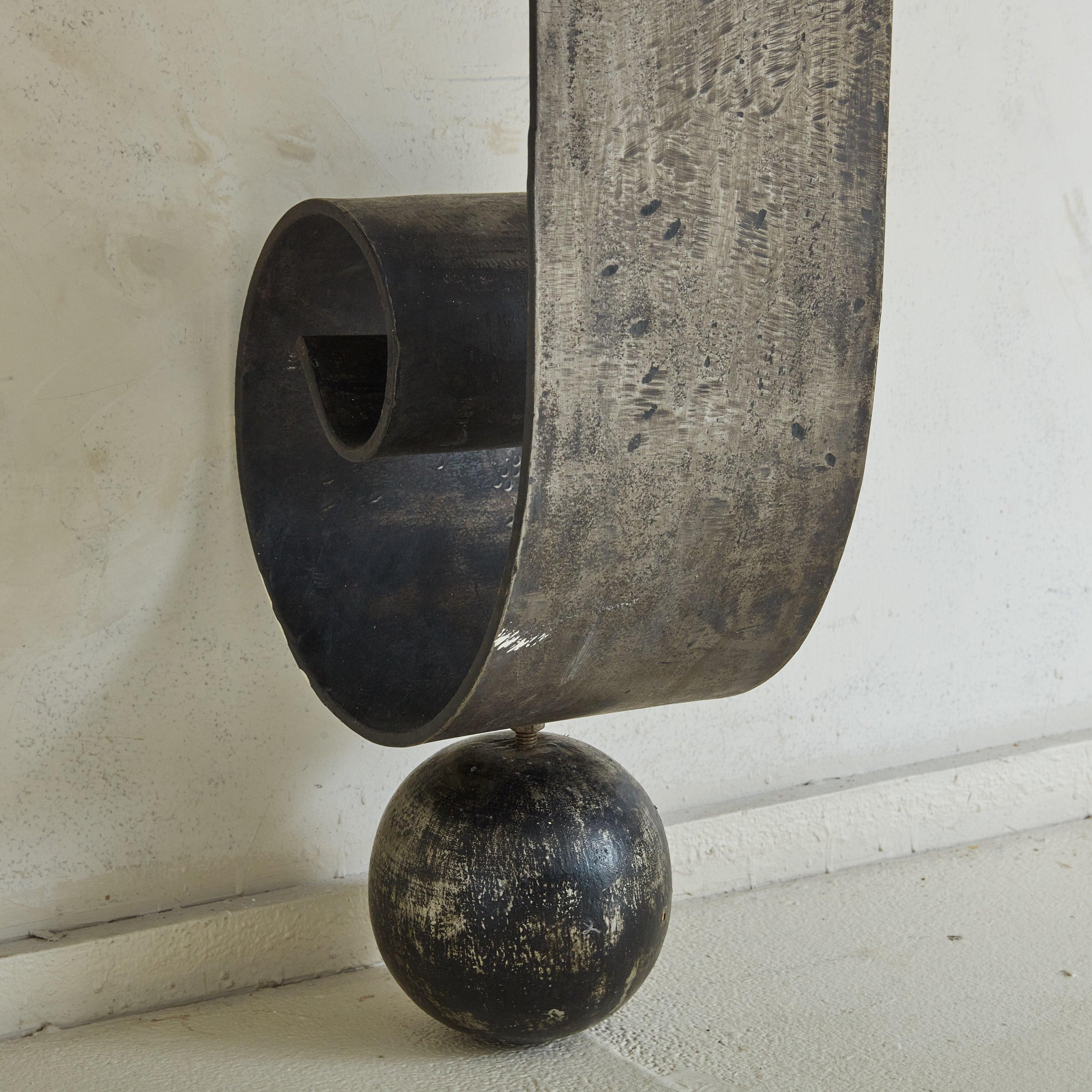 Late 20th Century Black Iron Wall Console Table with Drape Detail, USA 1980s