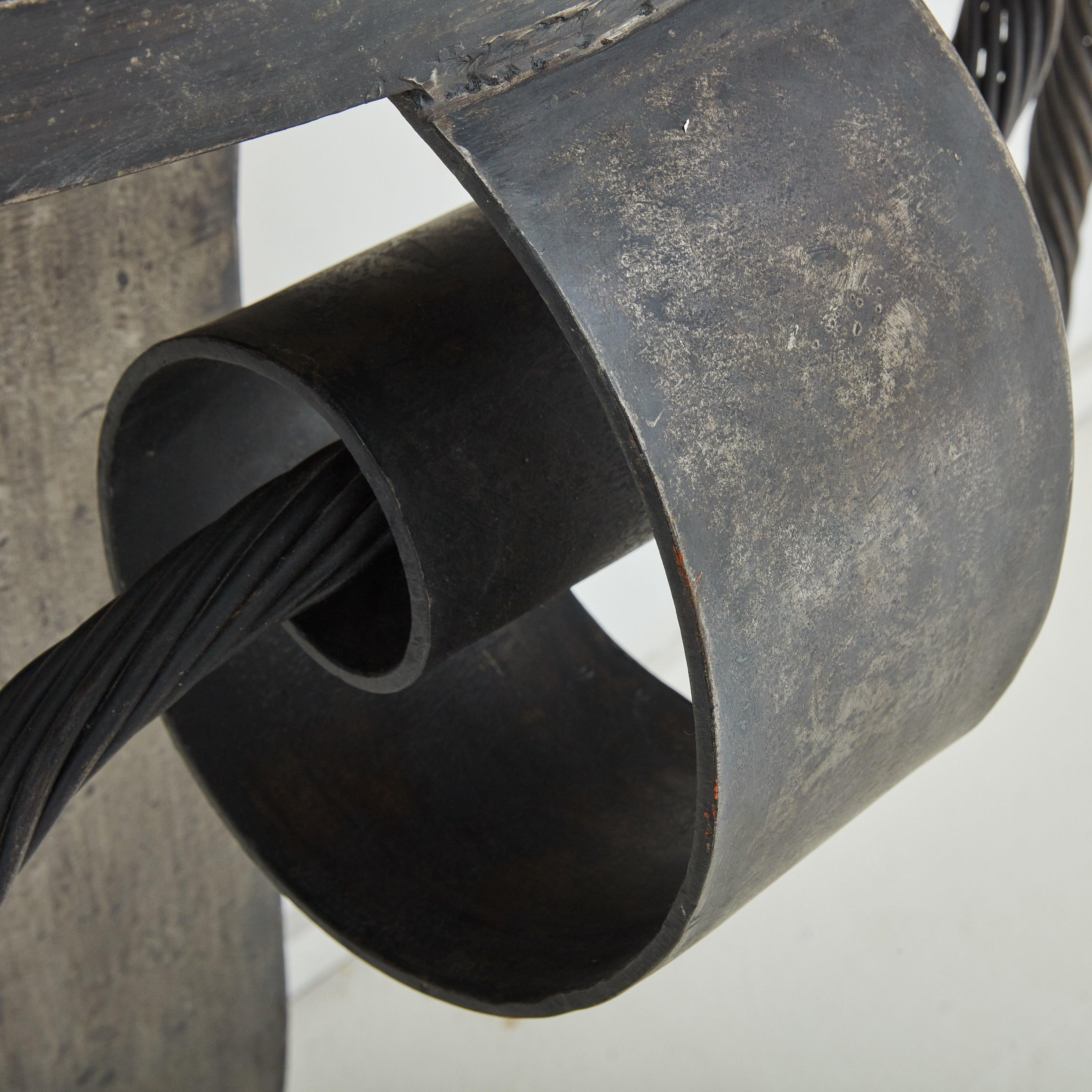 Black Iron Wall Console Table with Drape Detail, USA 1980s 1