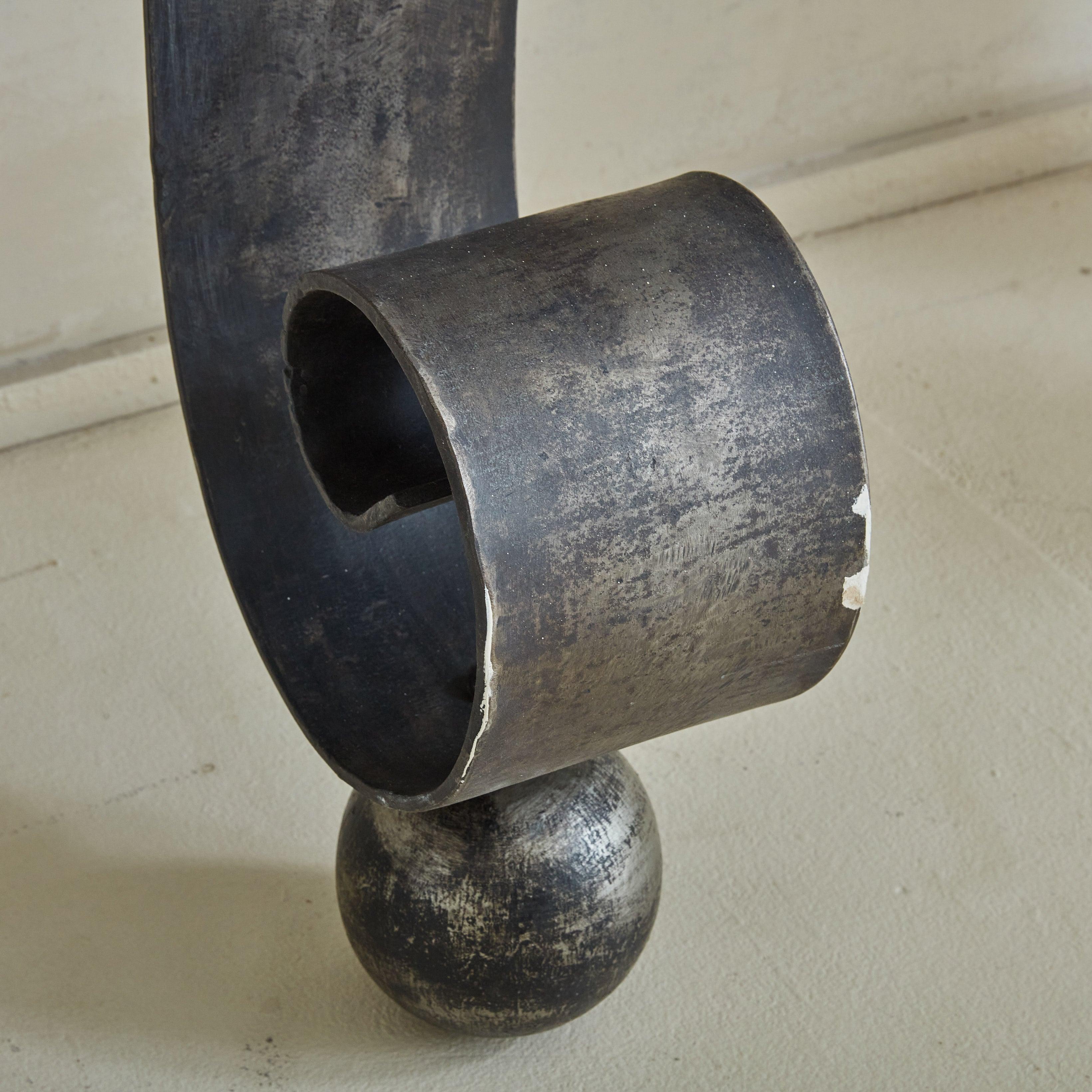 Black Iron Wall Console Table with Drape Detail, USA 1980s 2