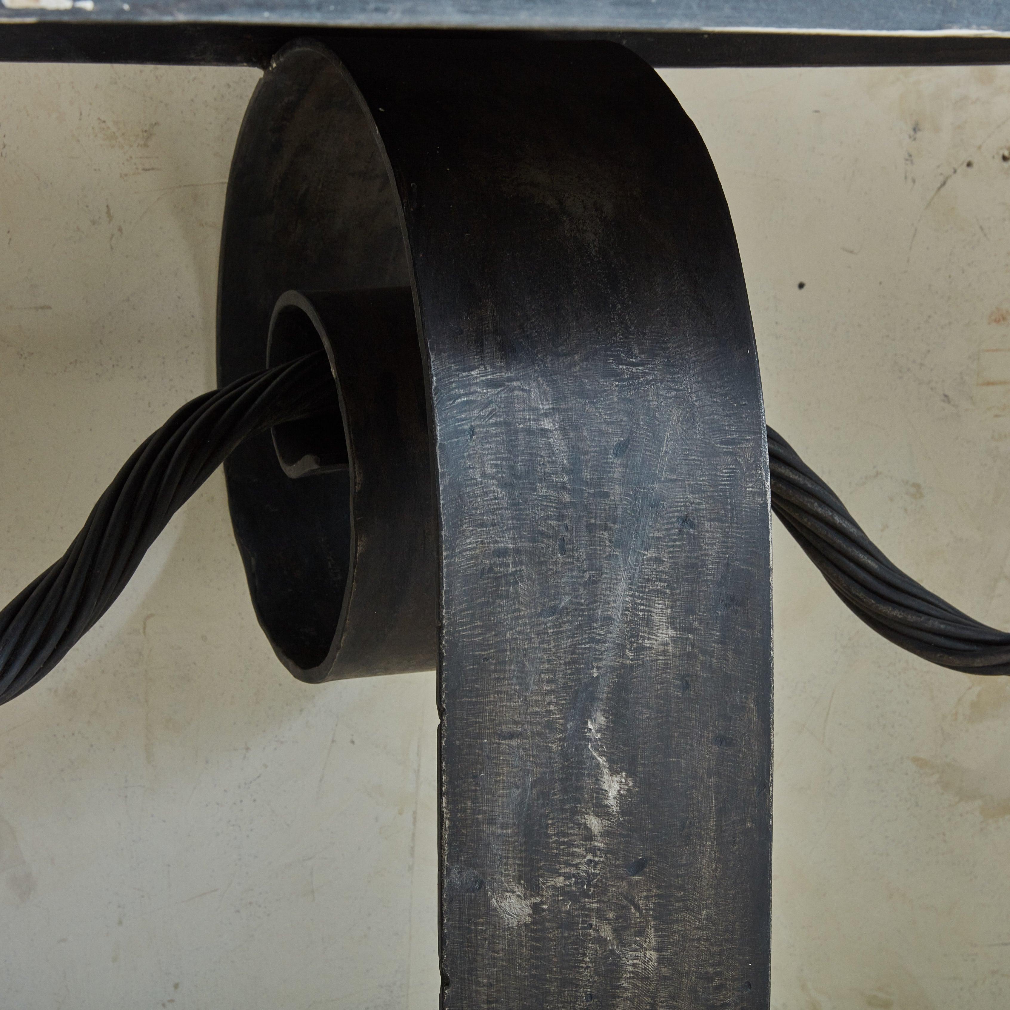 Black Iron Wall Console Table with Drape Detail, USA 1980s 3