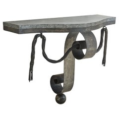 Black Iron Wall Console Table with Drape Detail, USA 1980s