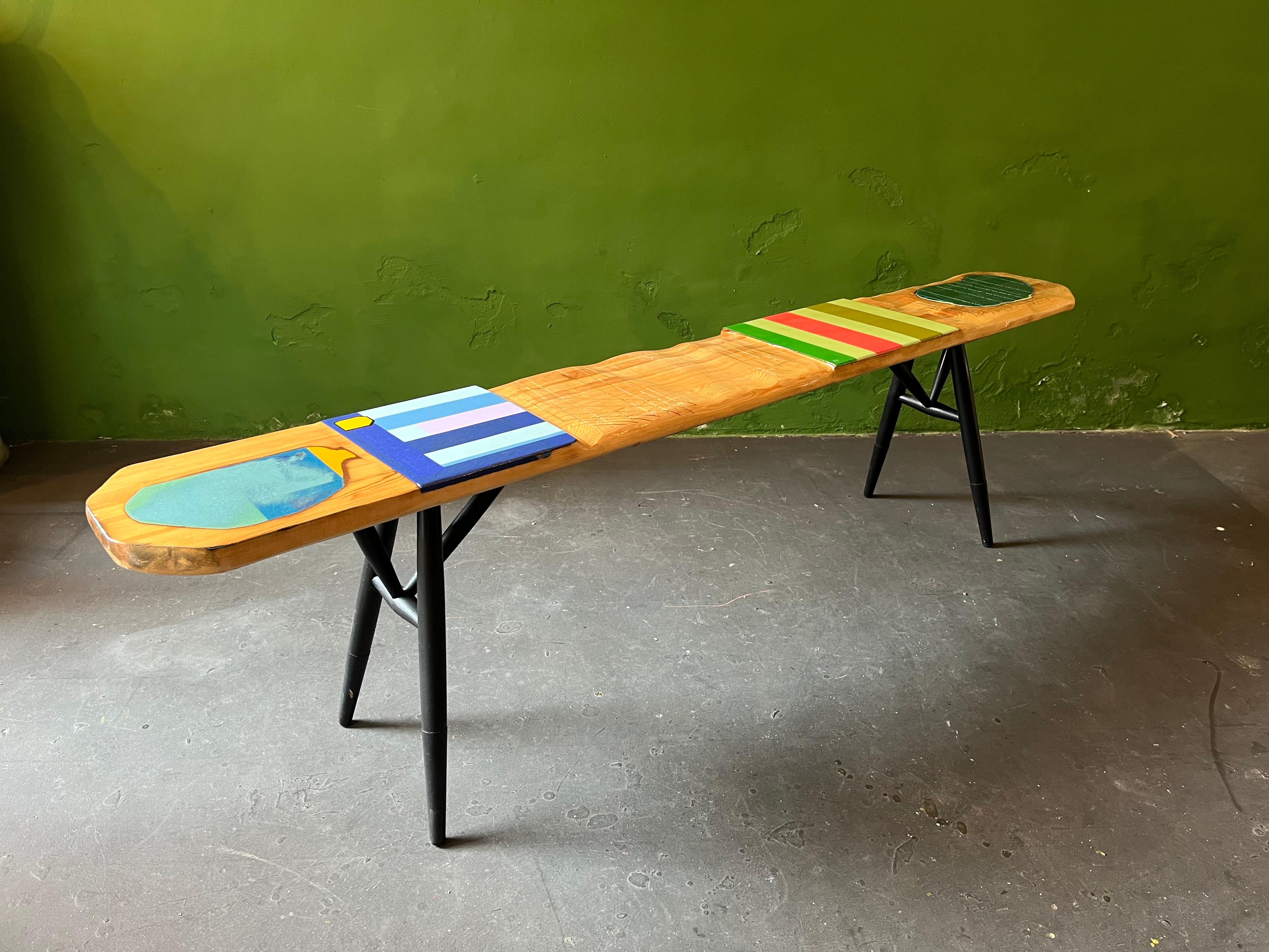 Tapiovaara classic contemporized, re-shaped, painted and lacquered by Markus Friedrich Staab. The bench was highered because of its original hights of only 40cm, now it has a common hights because of extra metalfeet that has been added.

Through