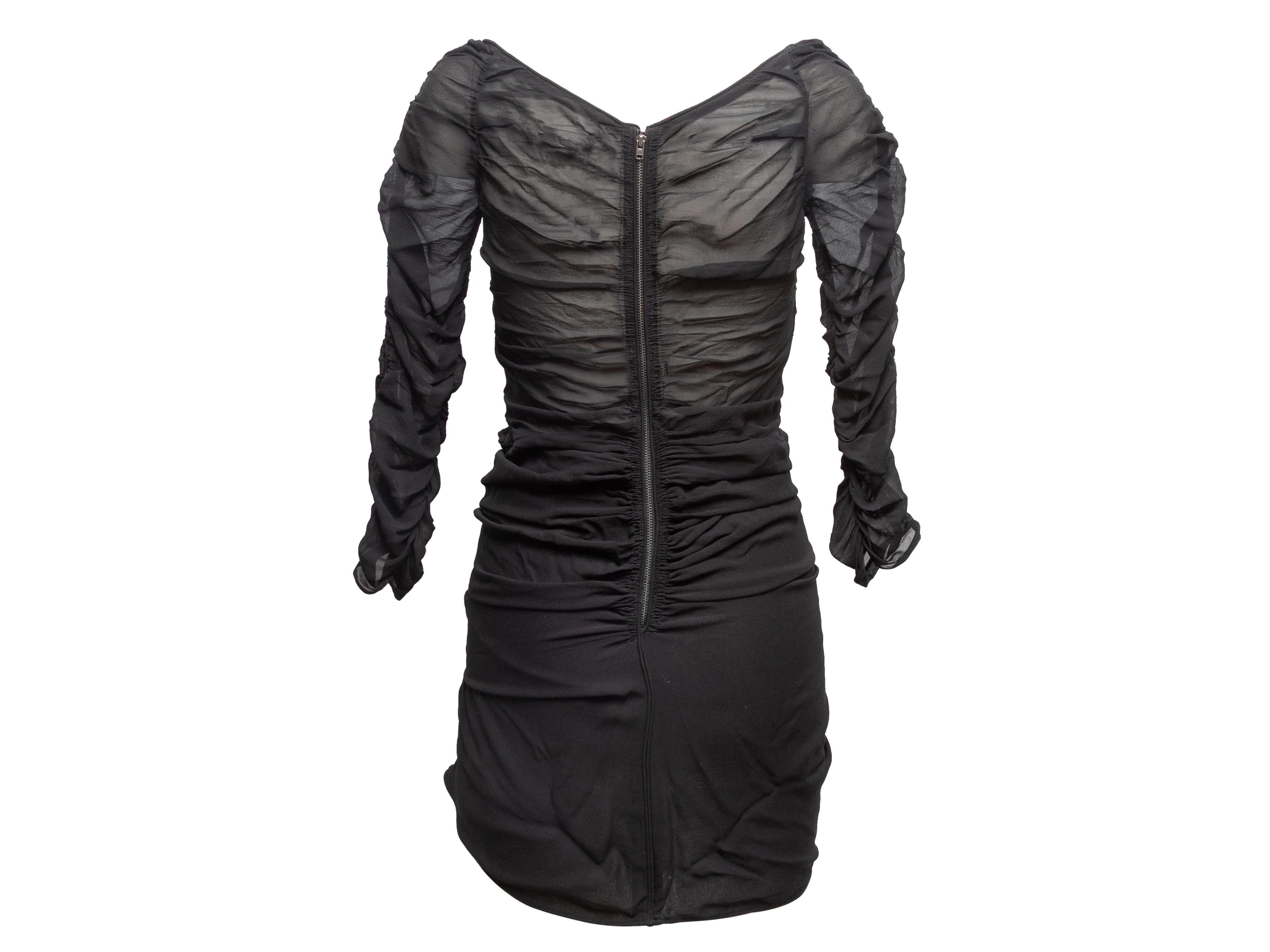 Schwarzes Isabel Marant Minikleid aus Seide mit Rüschen Größe FR 34 im Zustand „Gut“ im Angebot in New York, NY