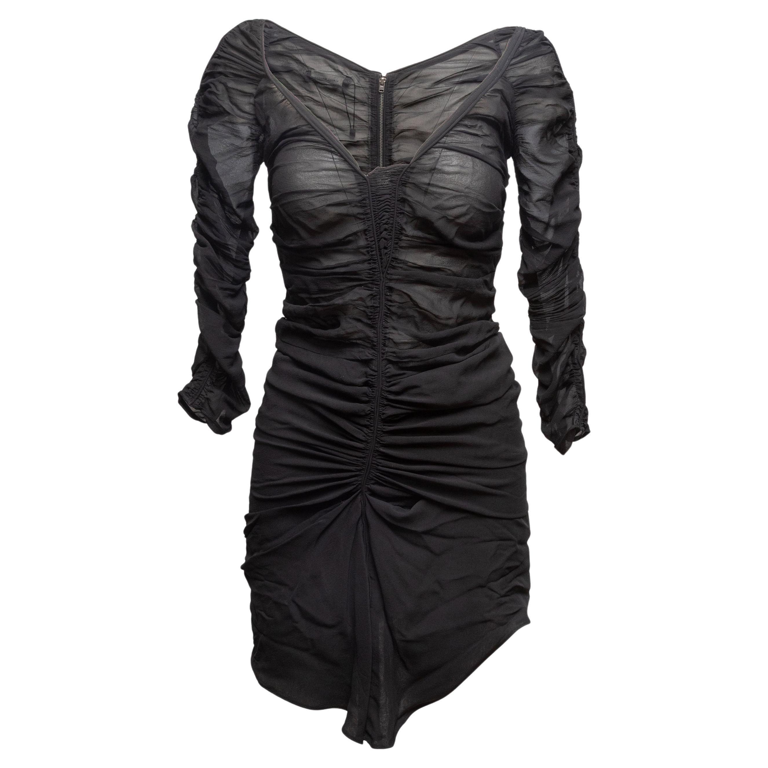 Schwarzes Isabel Marant Minikleid aus Seide mit Rüschen Größe FR 34