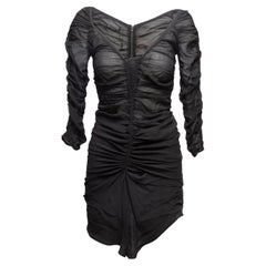 Schwarzes Isabel Marant Minikleid aus Seide mit Rüschen Größe FR 34