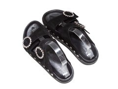 Black Isabel Marant Suede Crystal Buckle Slide Sandals