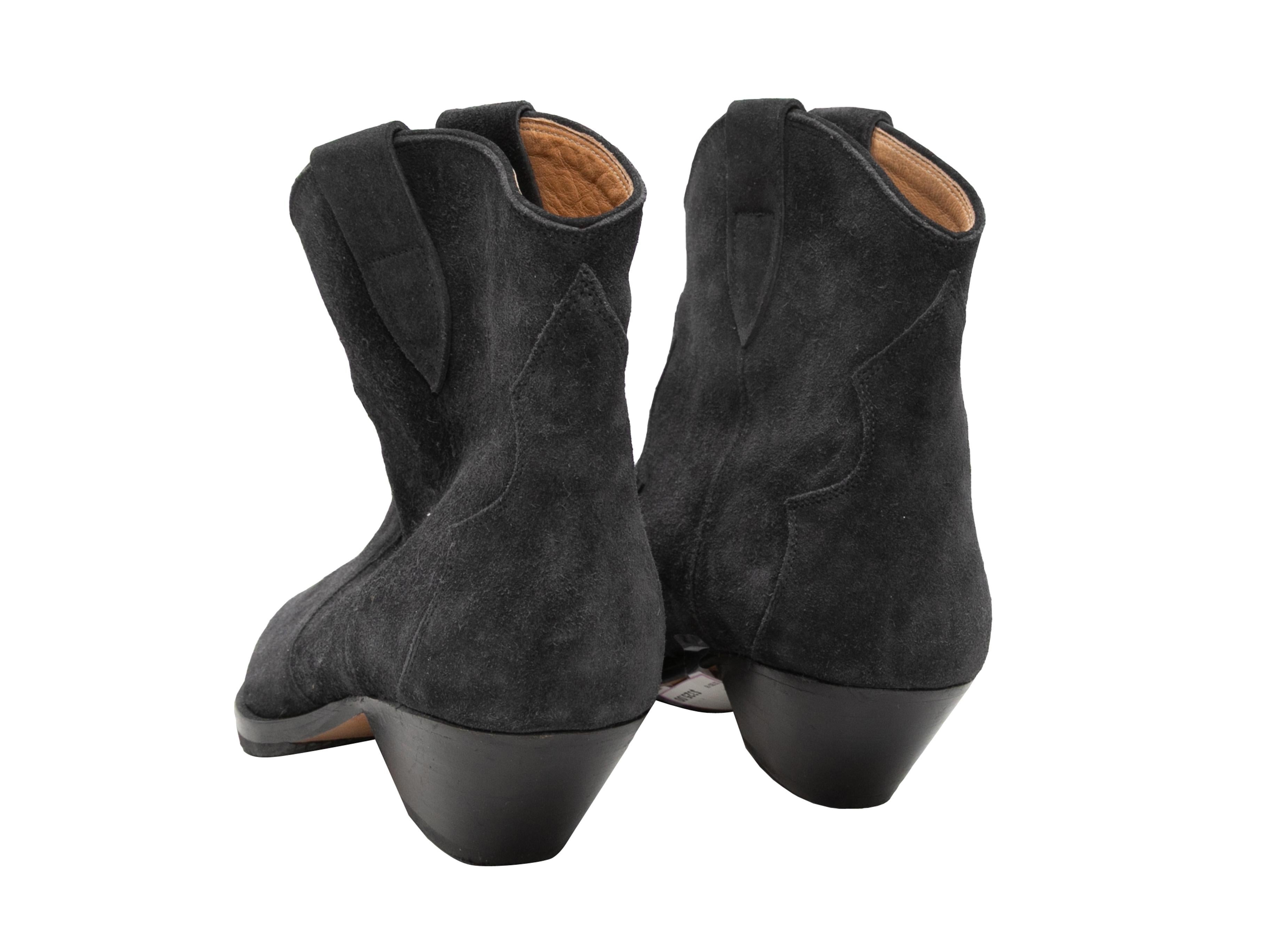 Women's Black Isabel Marant Suede Western Ankle Boots Size 40 For Sale