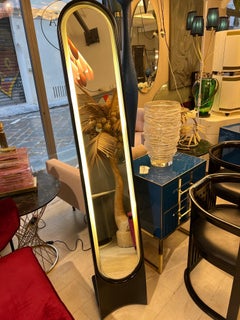 Schwarzer italienischer Bodenspiegel mit Hintergrundbeleuchtung von Rimadesio, ca. 1970er Jahre