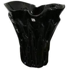 Black Italian Blown Glass Vase