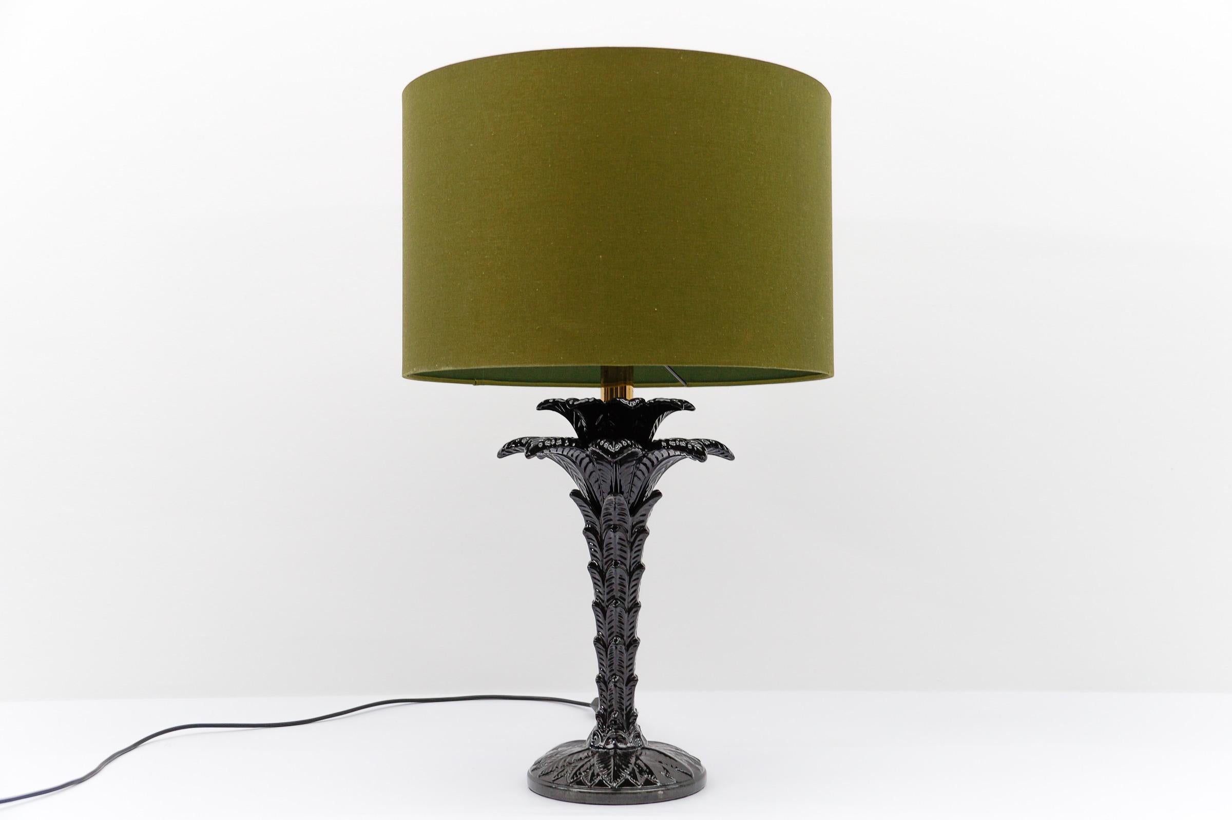 Lampe de table palmier en céramique italienne noire, Mid-Century Modern 1960s en vente 5