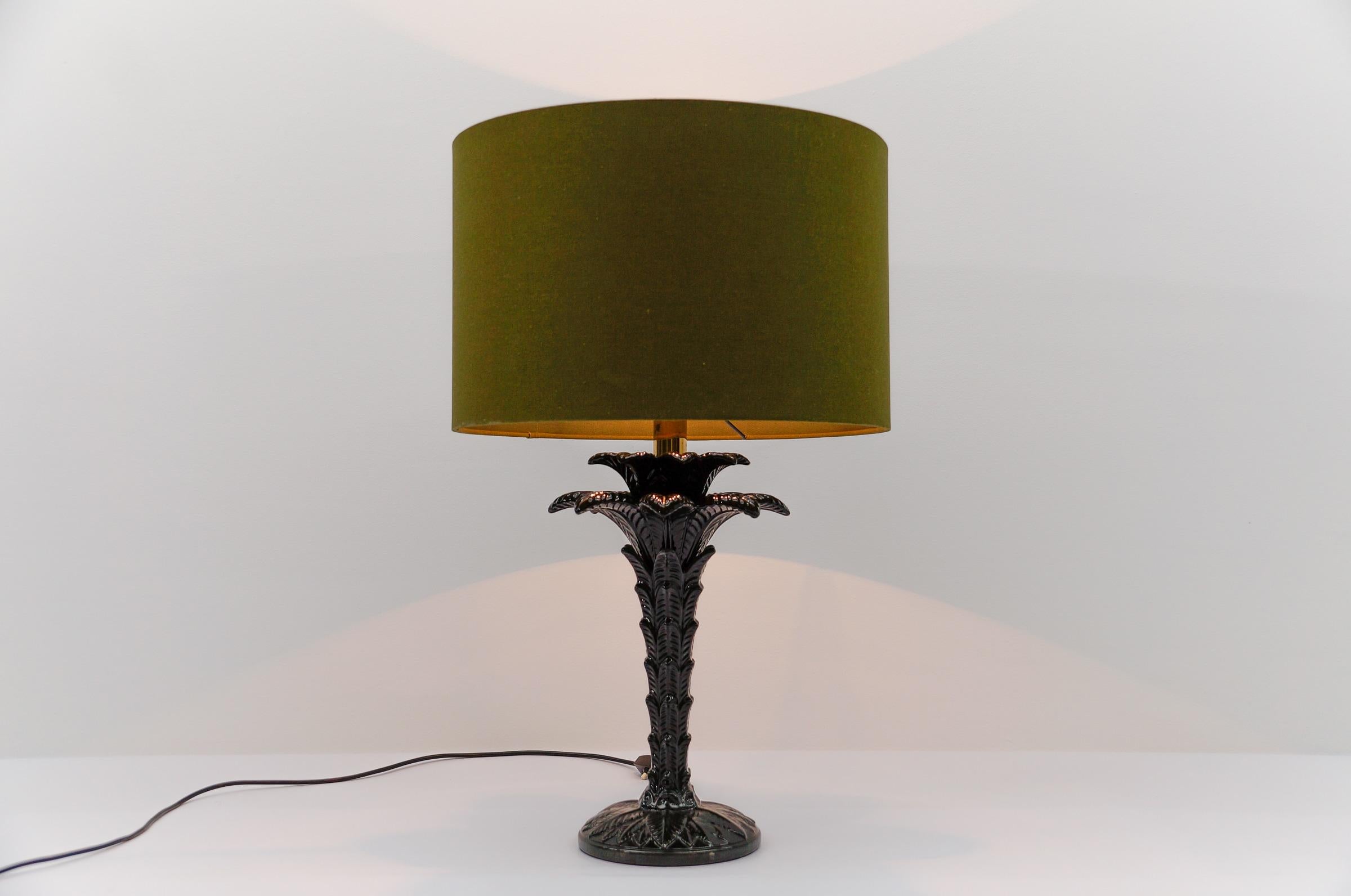 Lampe de table palmier en céramique italienne noire, Mid-Century Modern 1960s Bon état - En vente à Nürnberg, Bayern