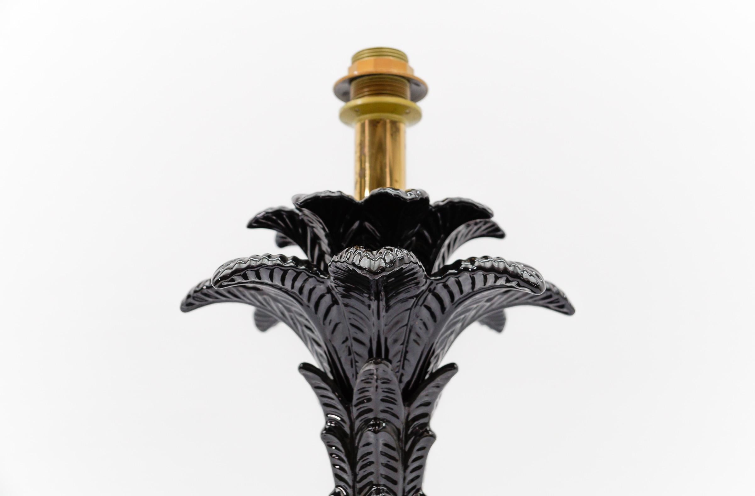 Lampe de table palmier en céramique italienne noire, Mid-Century Modern 1960s en vente 2