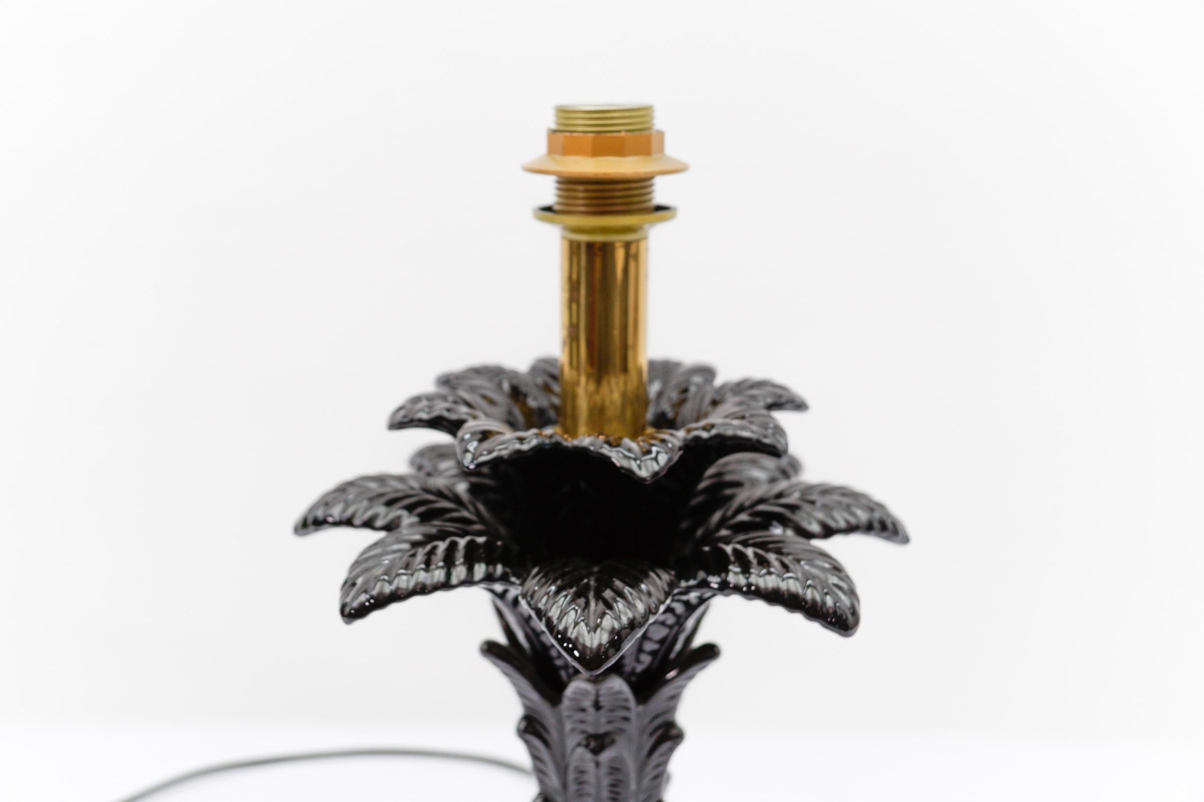 Lampe de table palmier en céramique italienne noire, Mid-Century Modern 1960s en vente 3