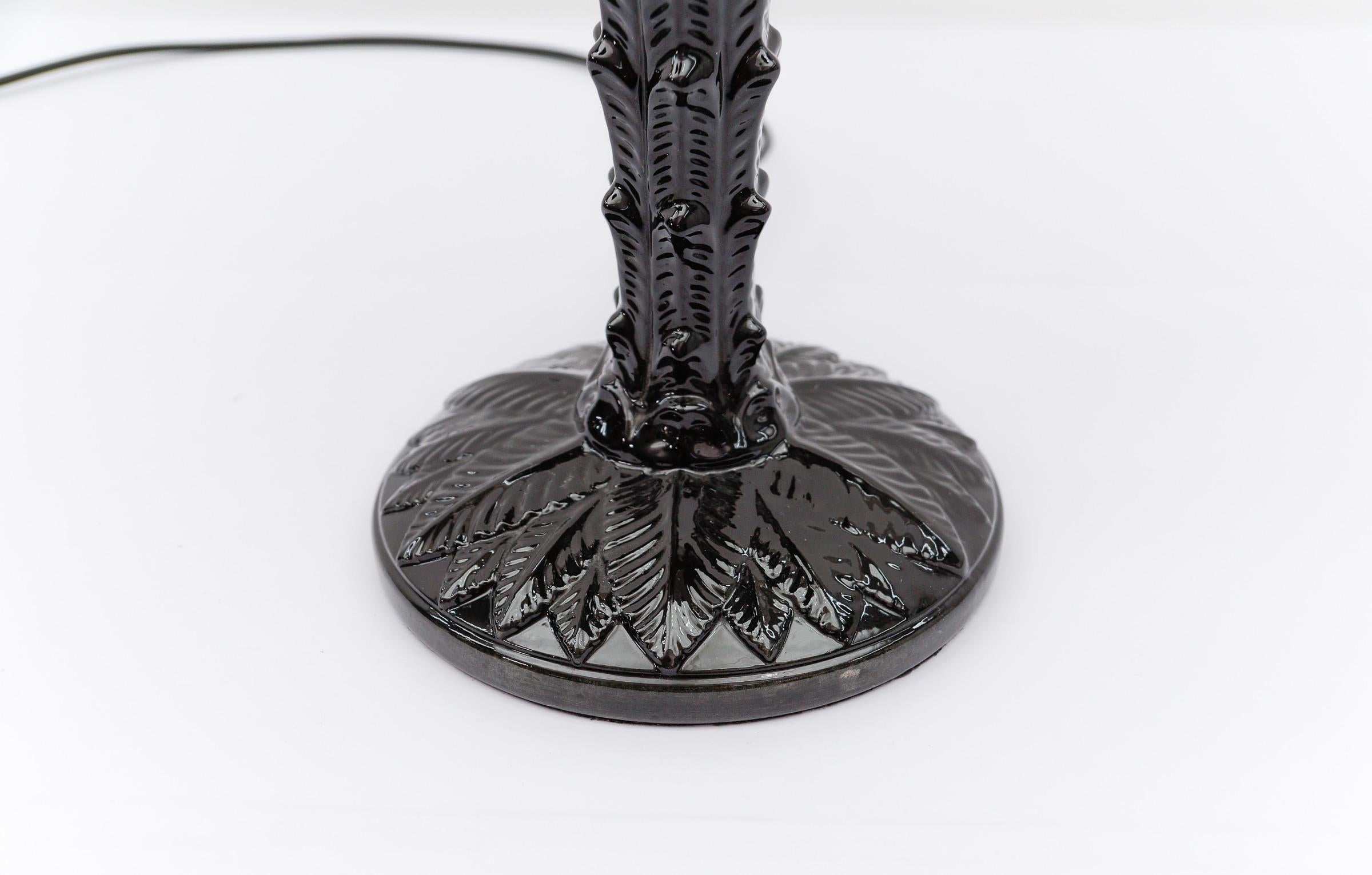 Lampe de table palmier en céramique italienne noire, Mid-Century Modern 1960s en vente 4