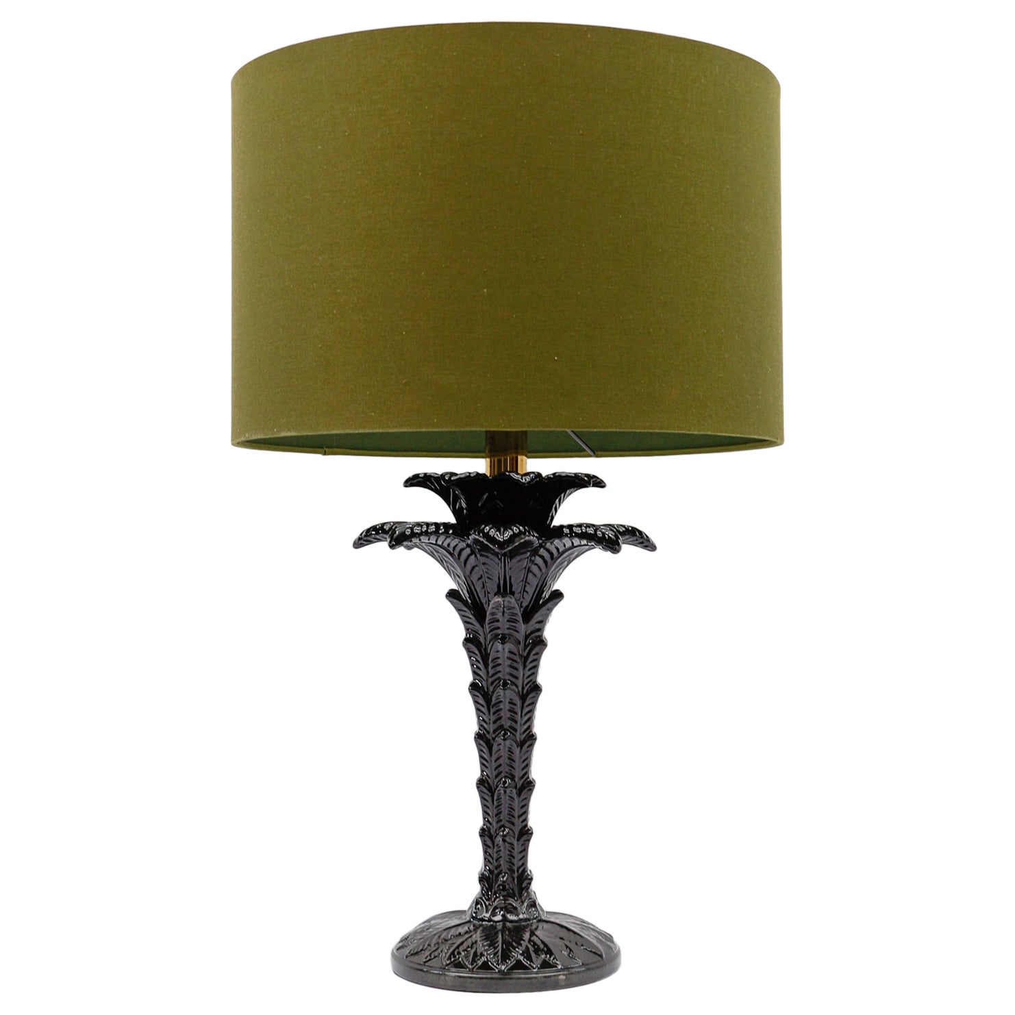 Lampe de table palmier en céramique italienne noire, Mid-Century Modern 1960s