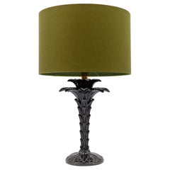 Black italian ceramic palm tree table lamp, Mid-Century Modern 1960s