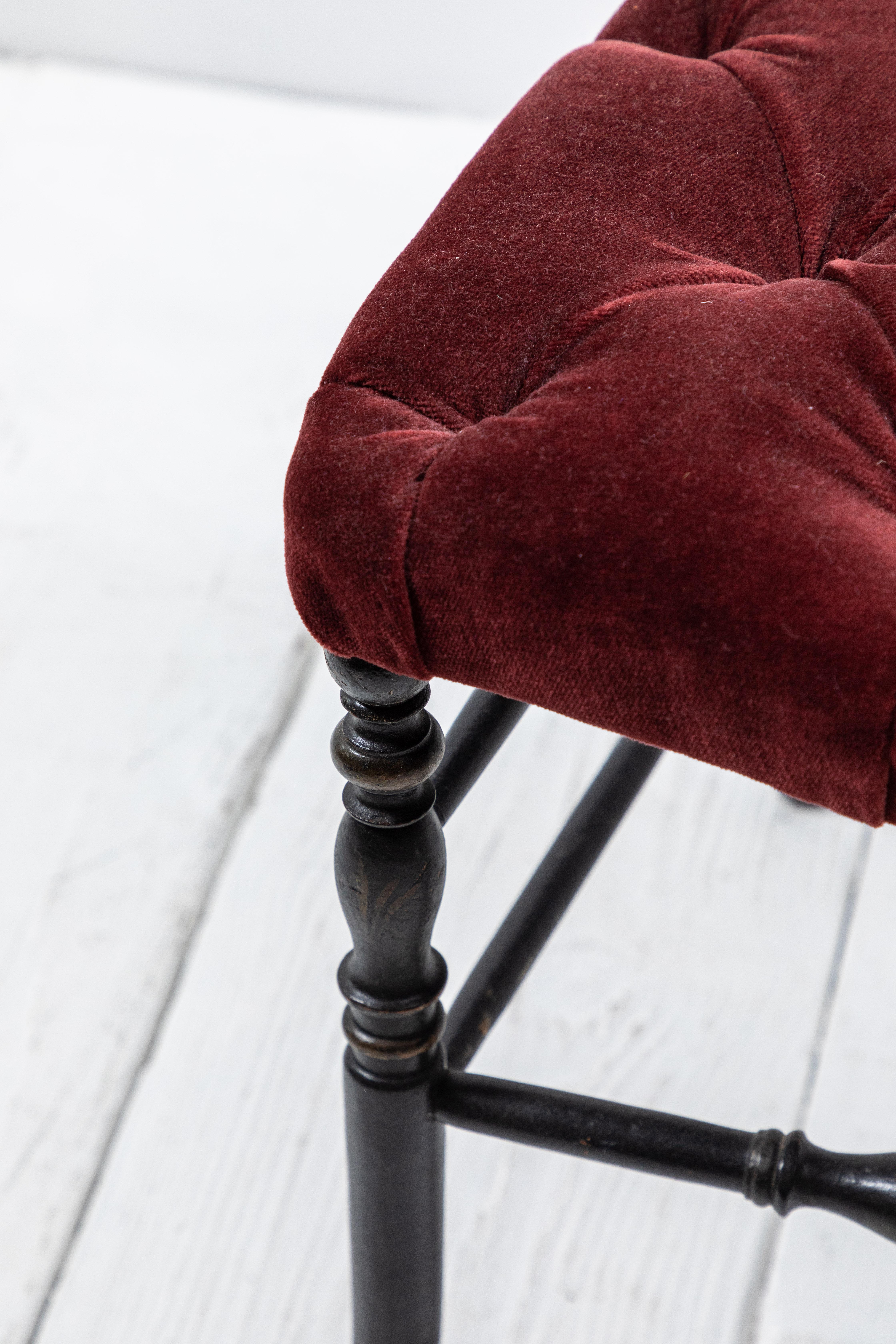 Black Italian Chiavari Chair with Burgundy Velvet Tufted Seats 3