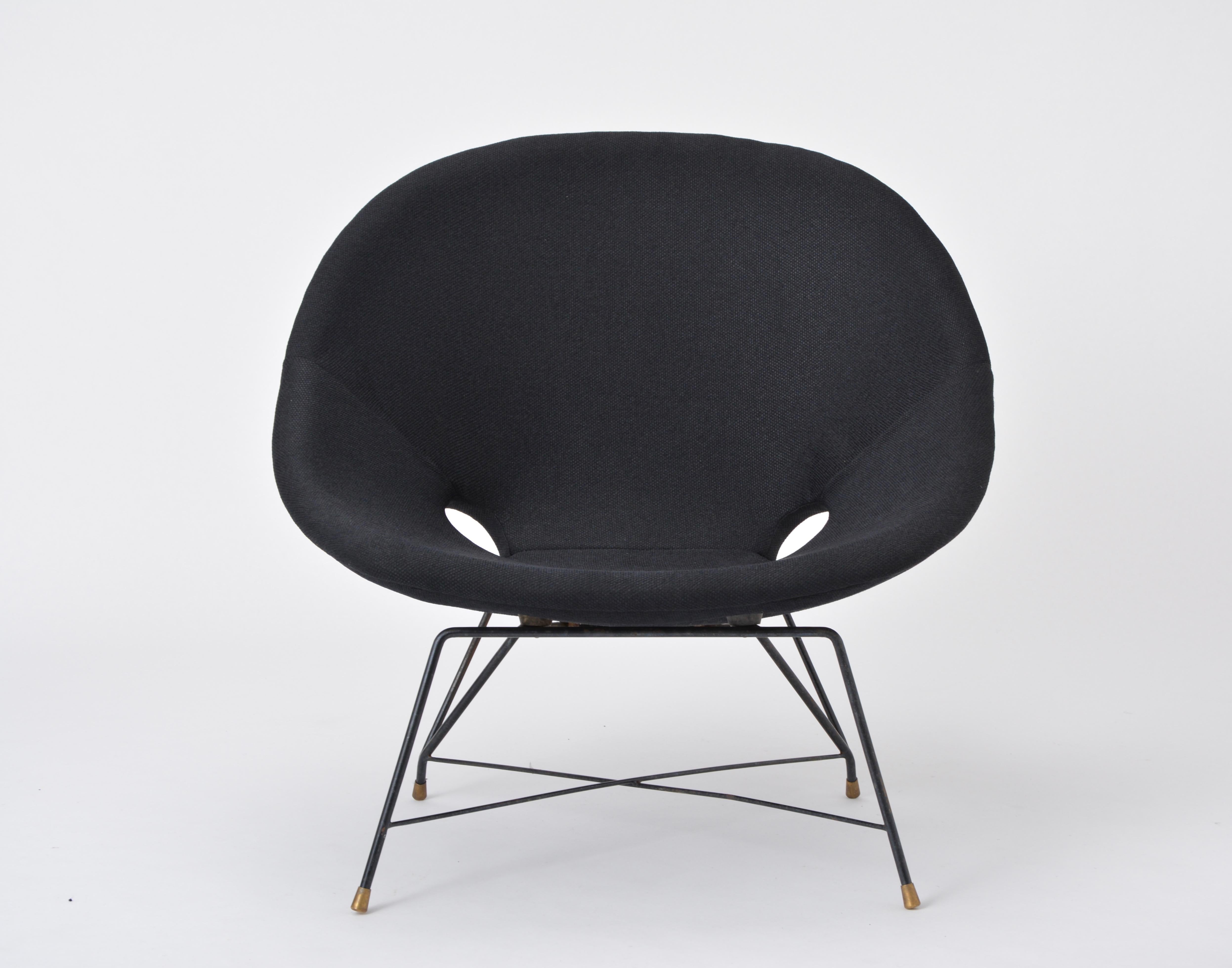 Black Italian Mid-Century Modern Cosmos chair by Augusto Bozzi for Saporiti 3