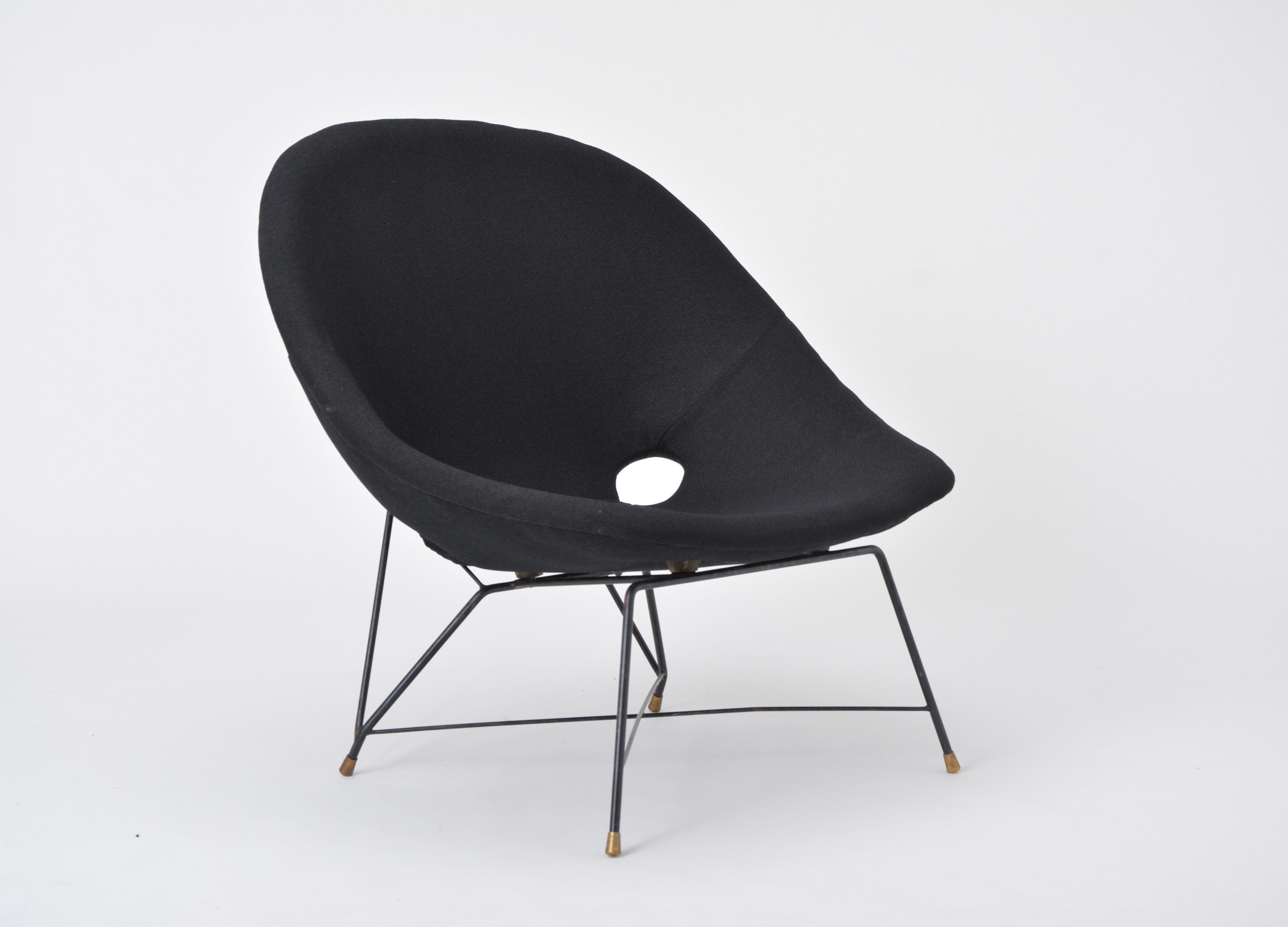 Black Italian Mid-Century Modern Cosmos chair by Augusto Bozzi for Saporiti 4