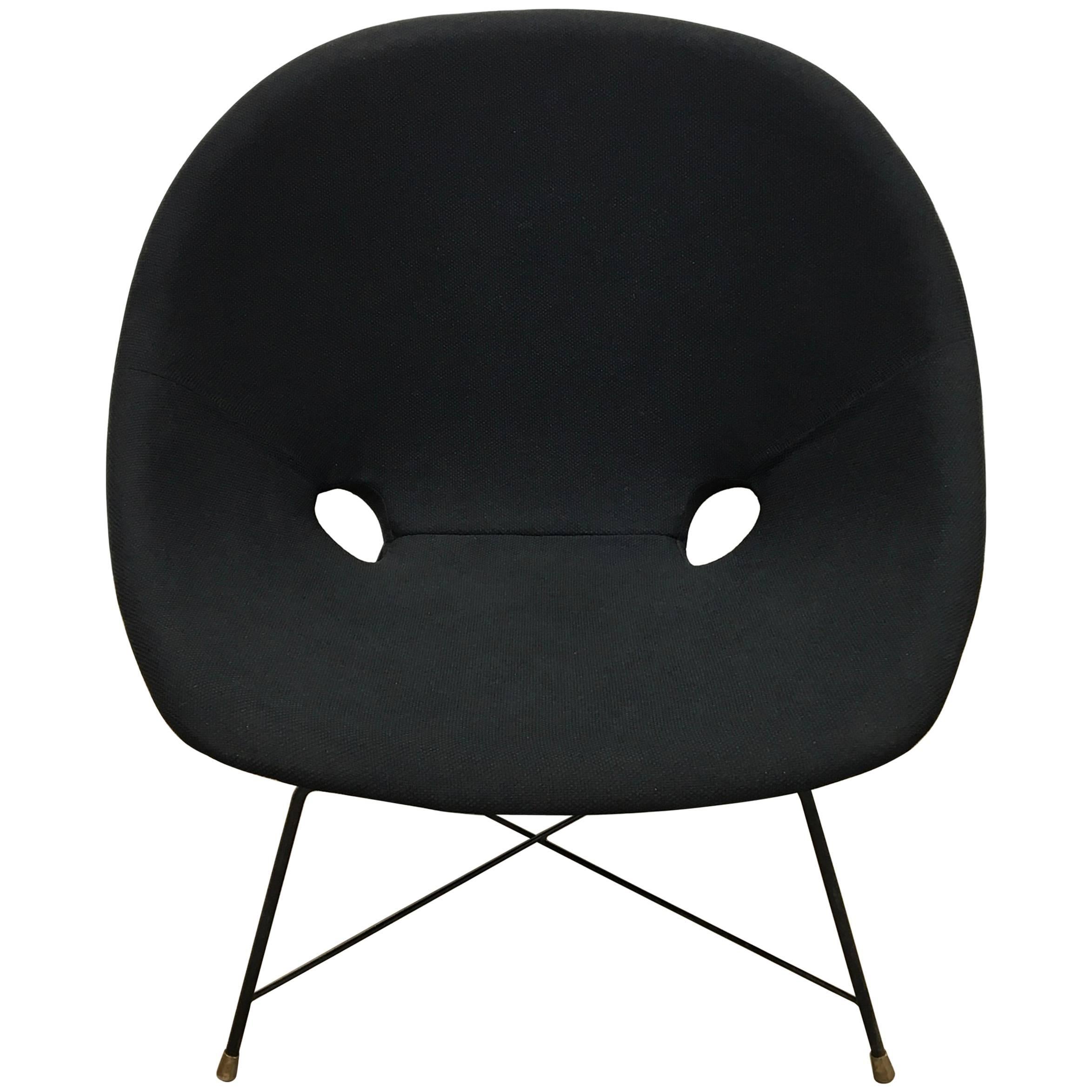Black Italian Mid-Century Modern Cosmos chair by Augusto Bozzi for Saporiti