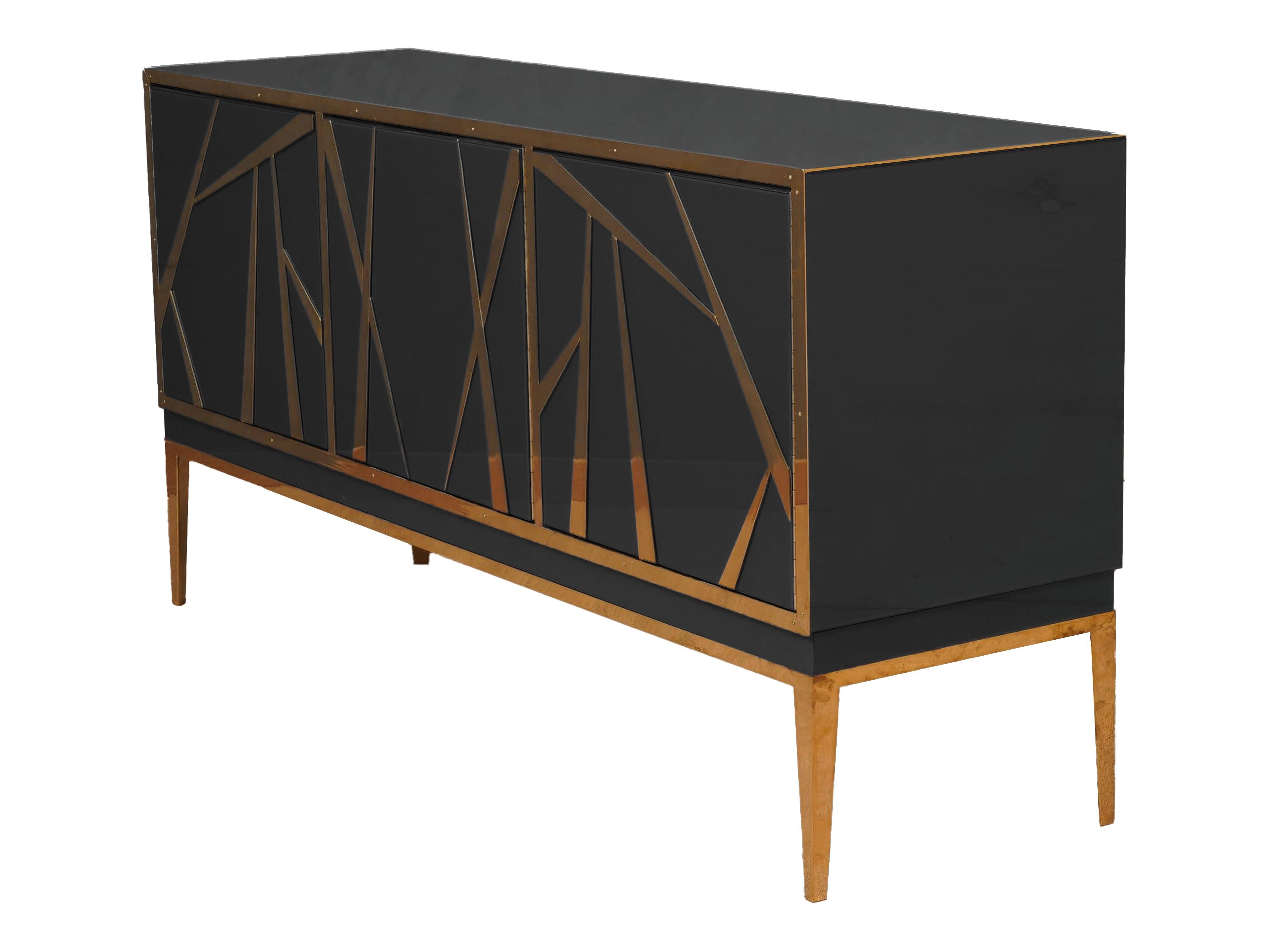 Modern Black Italian Luxury Sideboard in Mid-Century Style Available For Sale