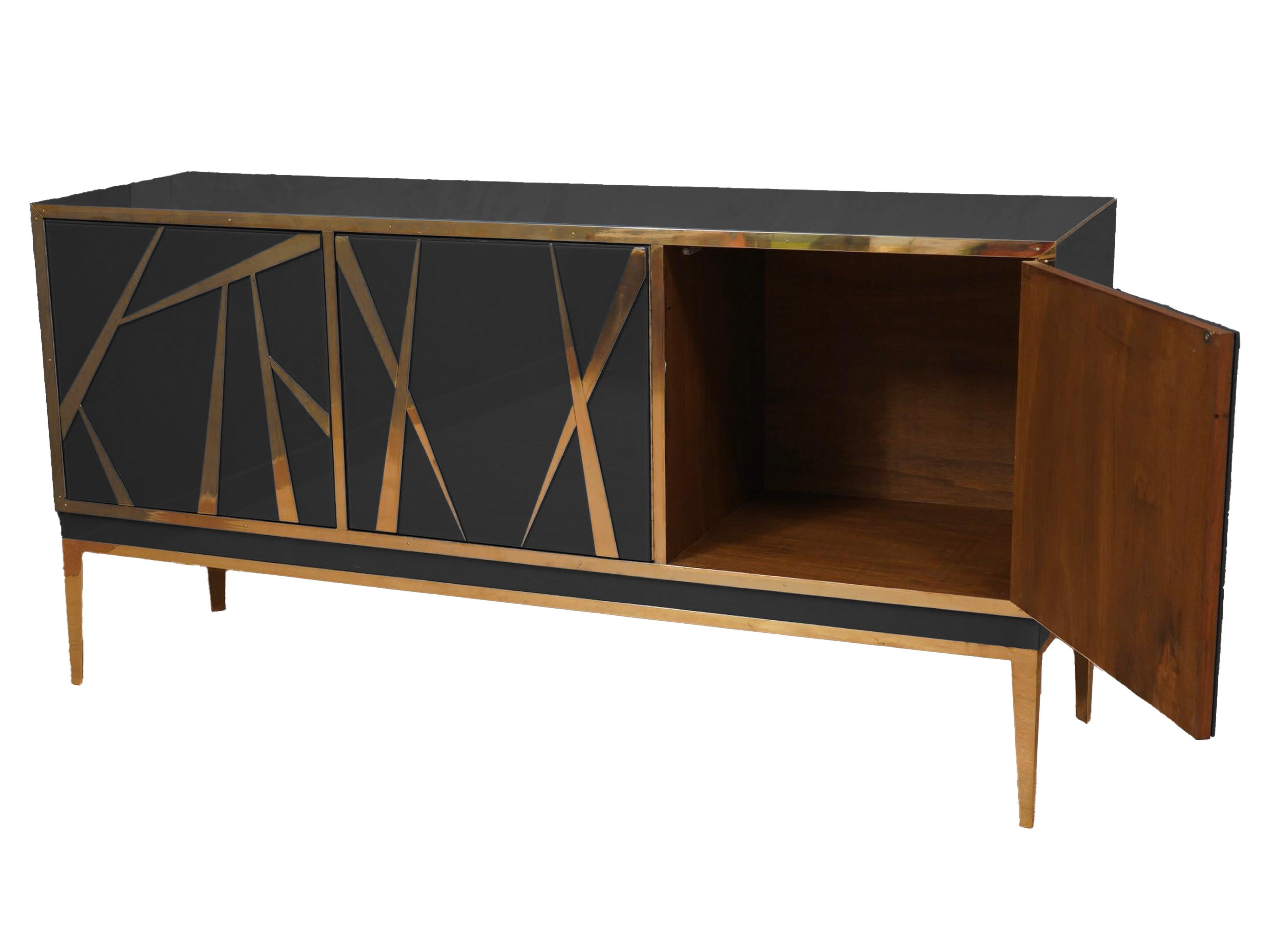 Black Italian Luxury Sideboard in Mid-Century Style Available In New Condition For Sale In Guazzora, IT