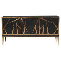 Black Italian Luxury Sideboard in Mid-Century Style Available
