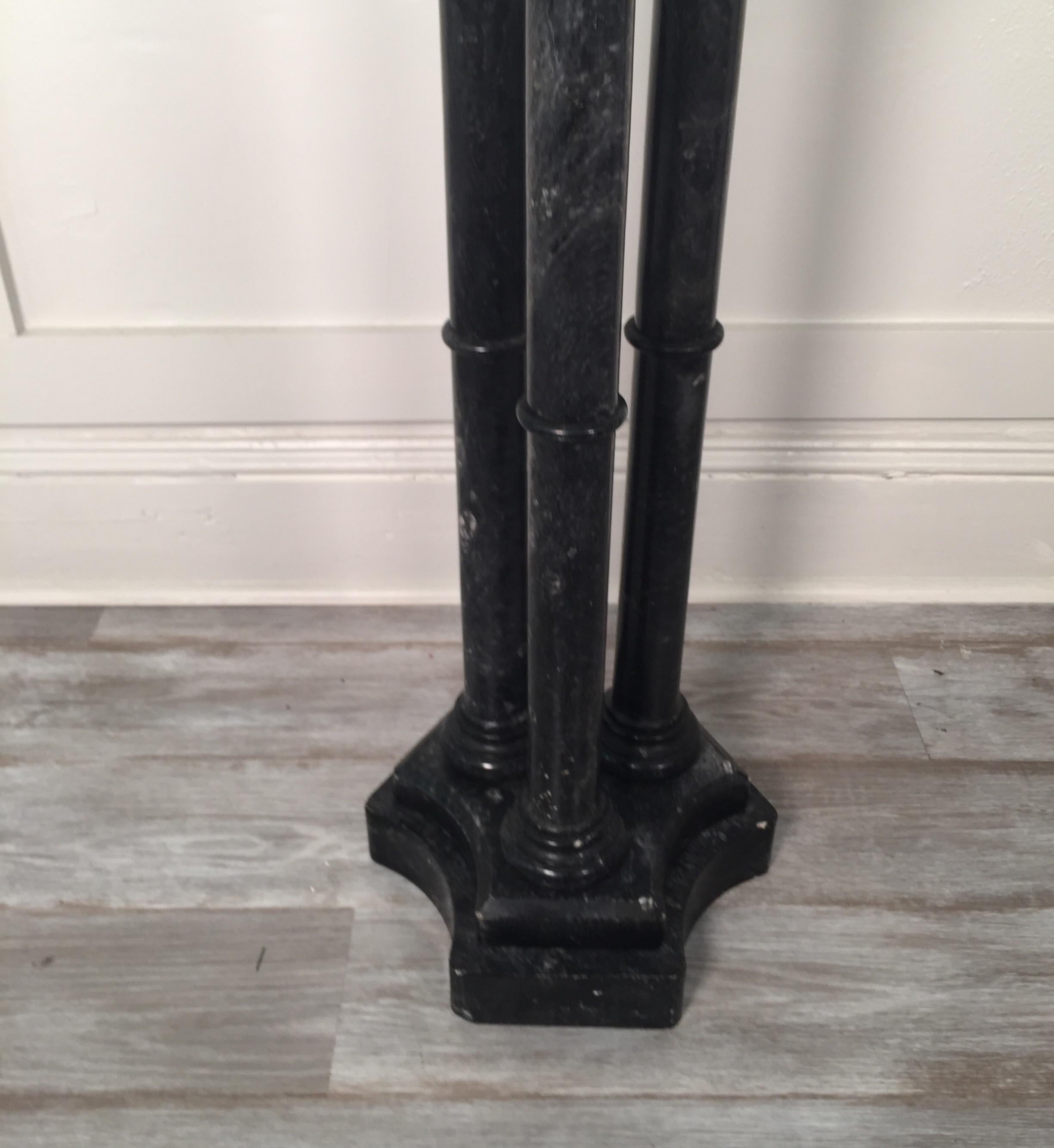 Black Italian Marble Three Column Pedestal, circa 1900 Marked Italy 6