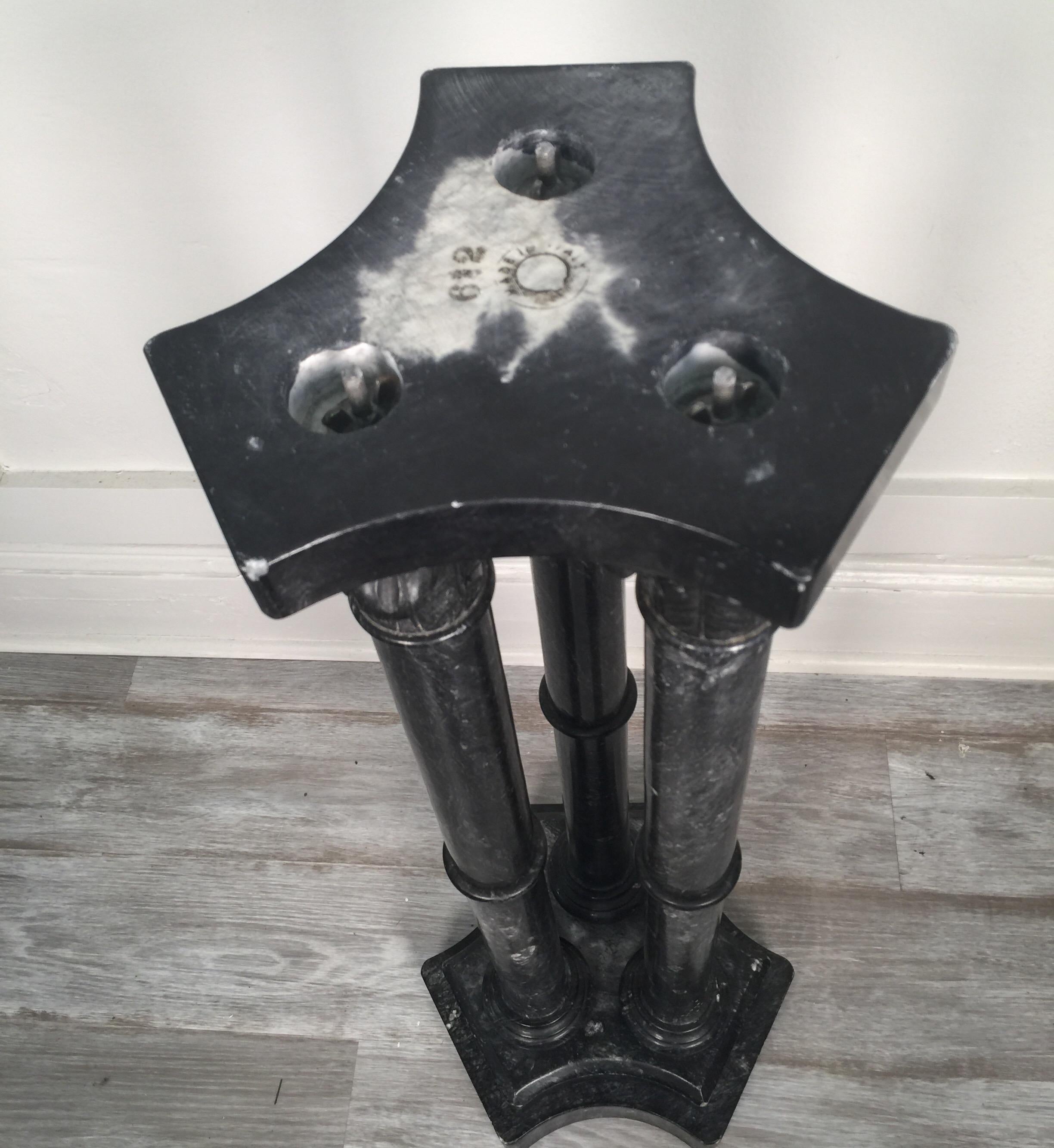 Black Italian Marble Three Column Pedestal, circa 1900 Marked Italy 8