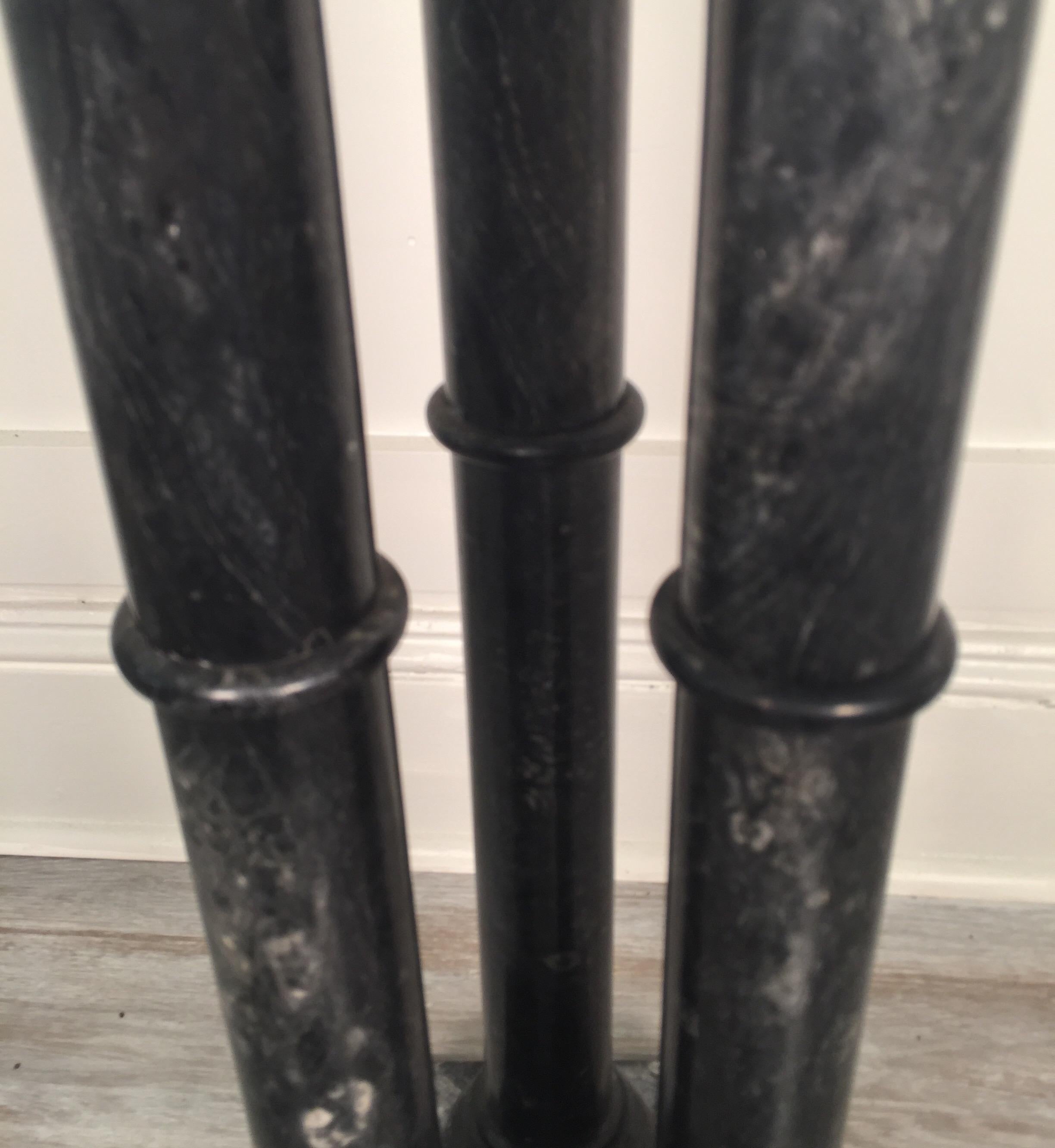 Black Italian Marble Three Column Pedestal, circa 1900 Marked Italy 2