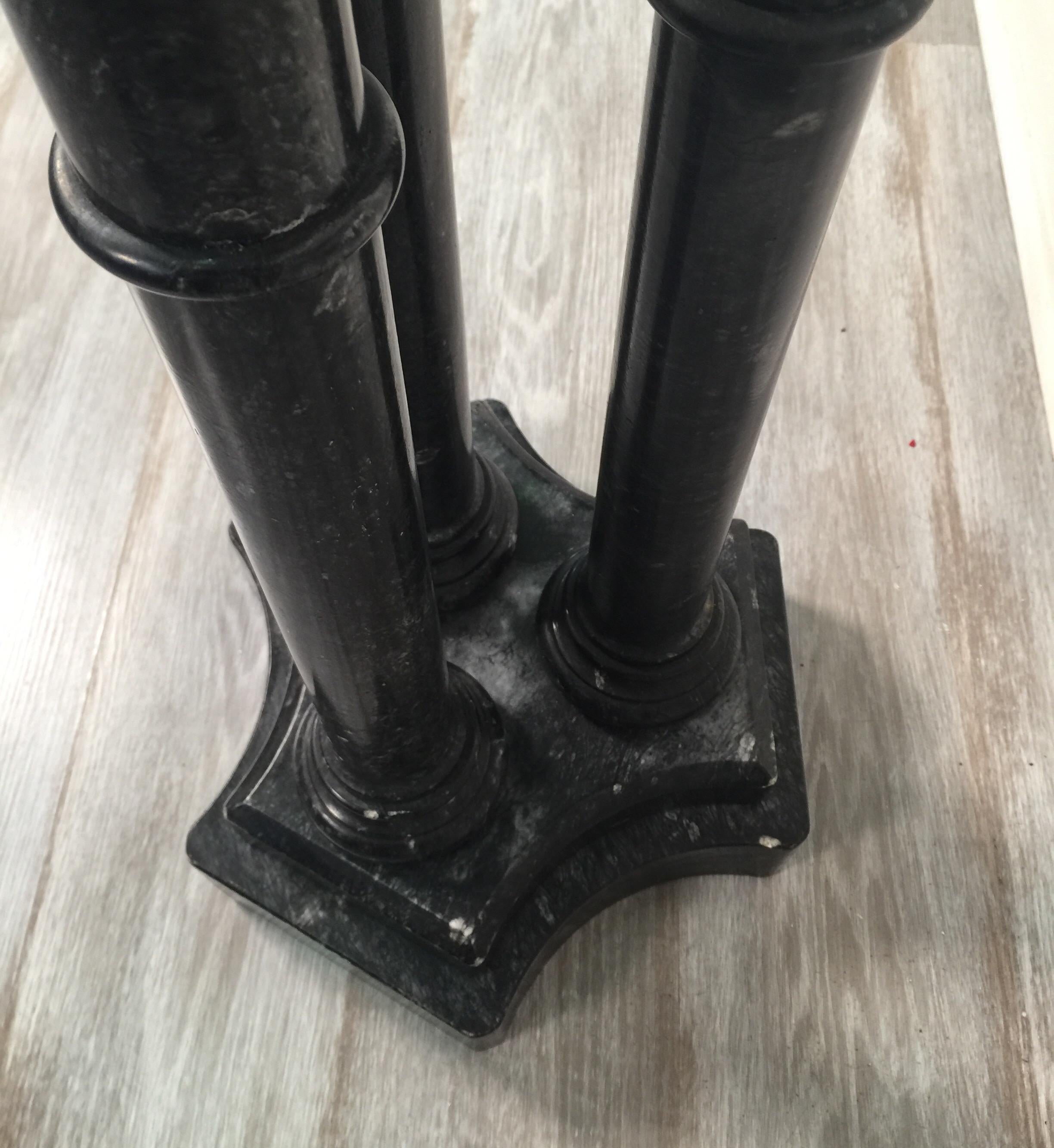 Black Italian Marble Three Column Pedestal, circa 1900 Marked Italy 5