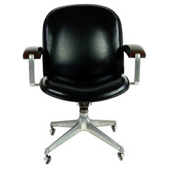 Black Italian Midcentury Rosewood Office Armchair by Ico Parisi for Mim Roma