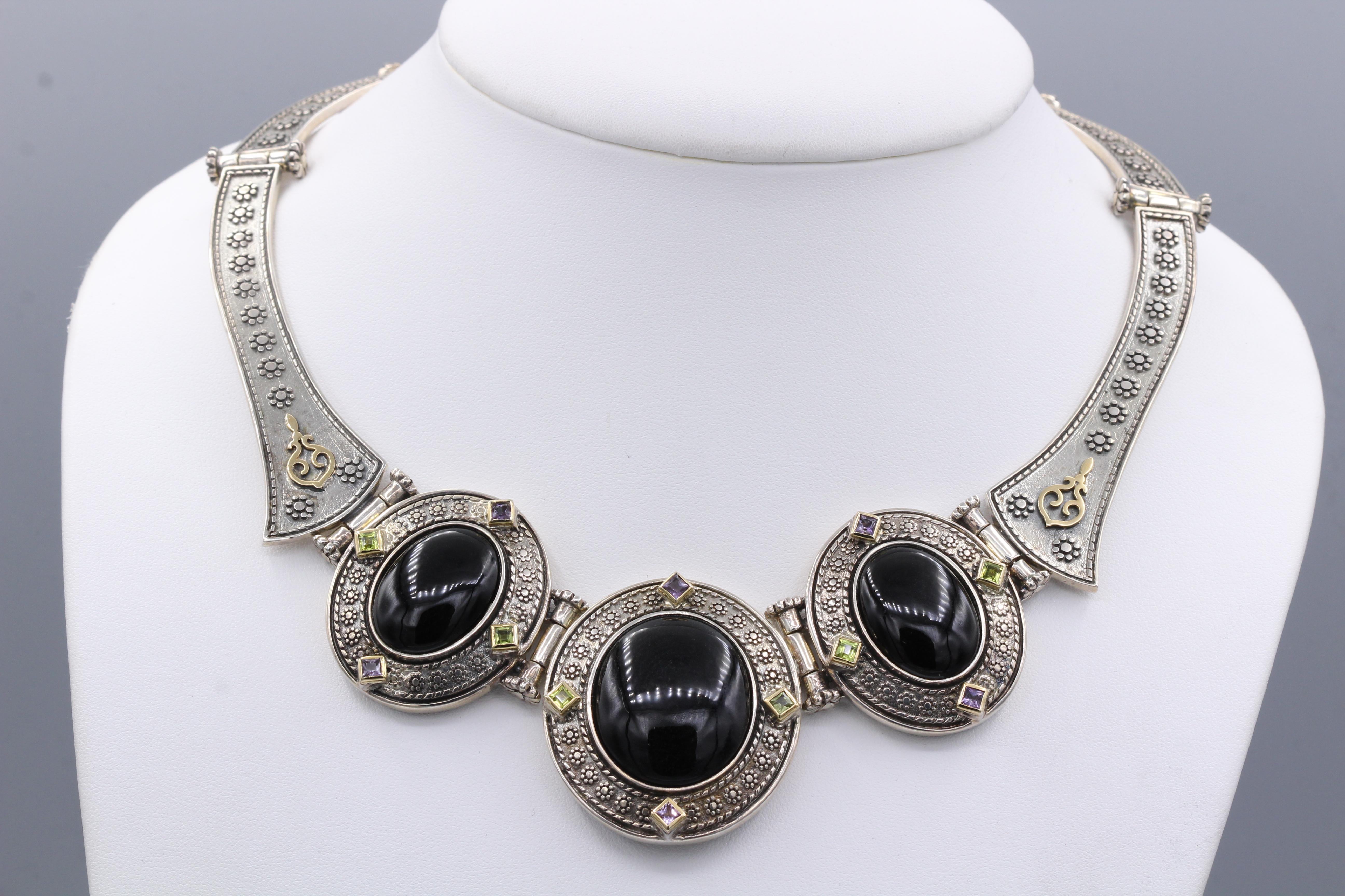 Black Onyx Italian Murano Necklace Gothic Style Necklace Made In Italy 1