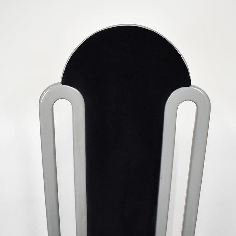 Metal Black Italian Upholstered Velvet Art Deco Dining Chair, Late 20th Century For Sale
