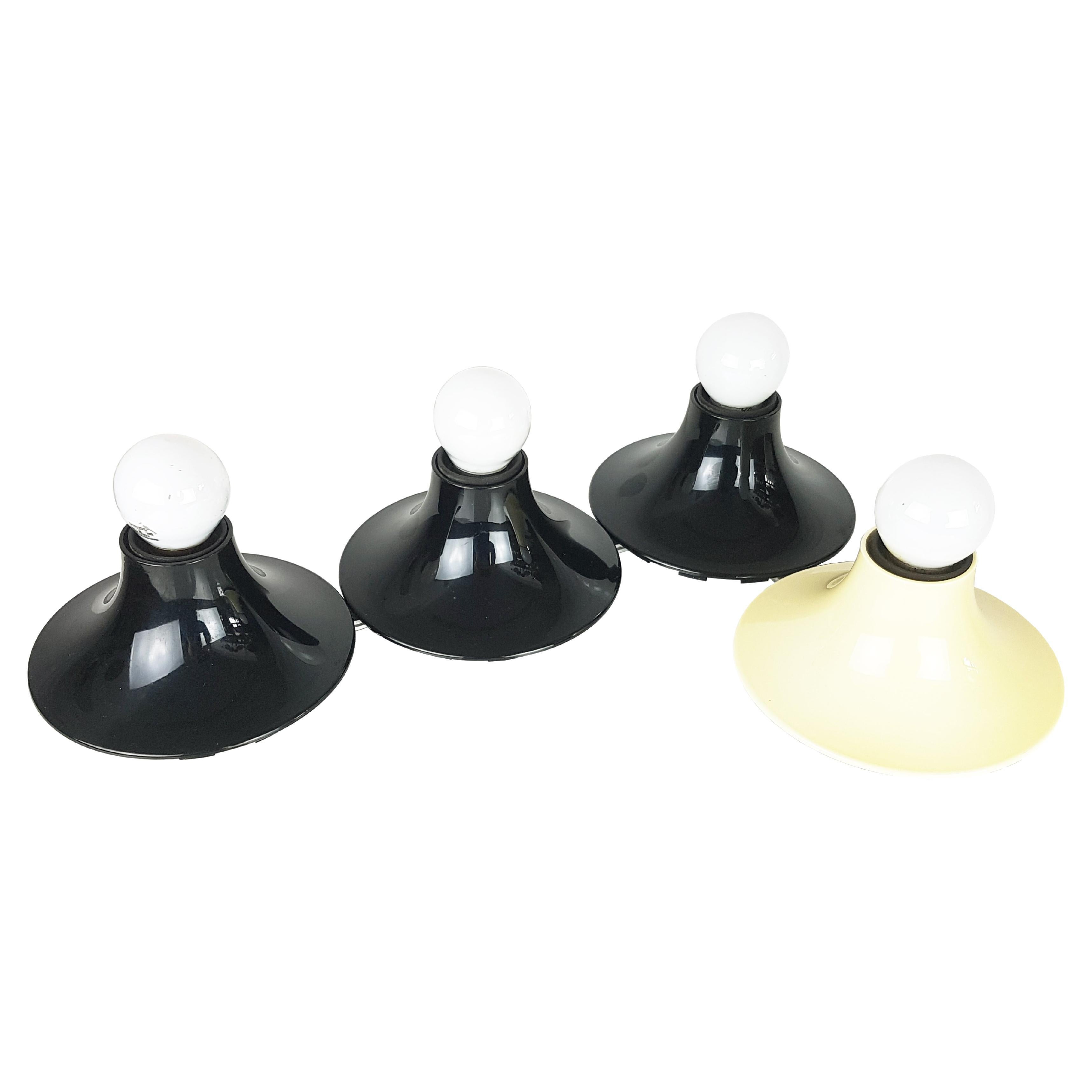 Black Ivory Plastic Wall or Ceiling Teti Lamps by Vico Magistretti for Artemide For Sale