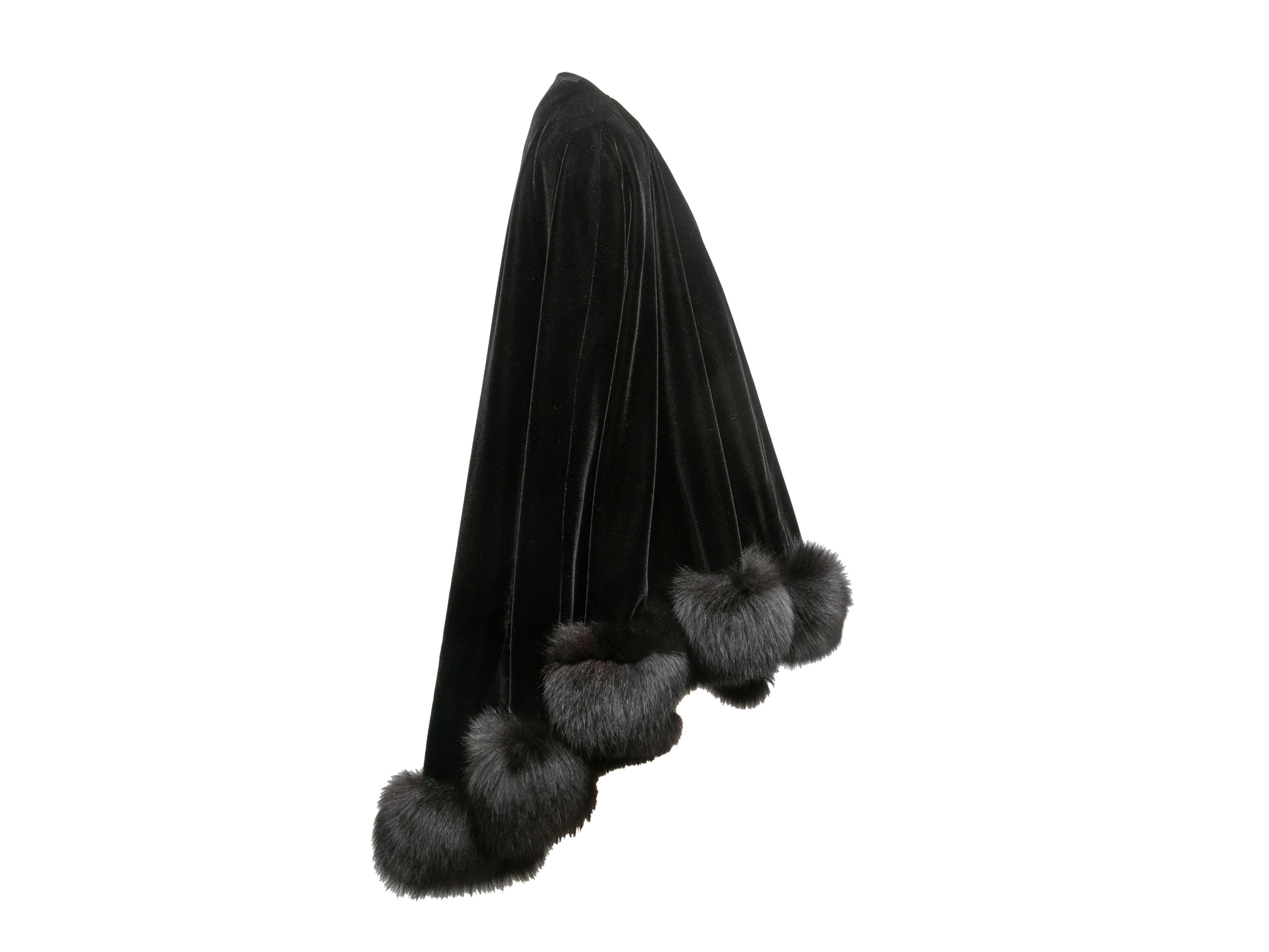 Black velvet and fox fur-trimmed shawl by J. Mendel. 21